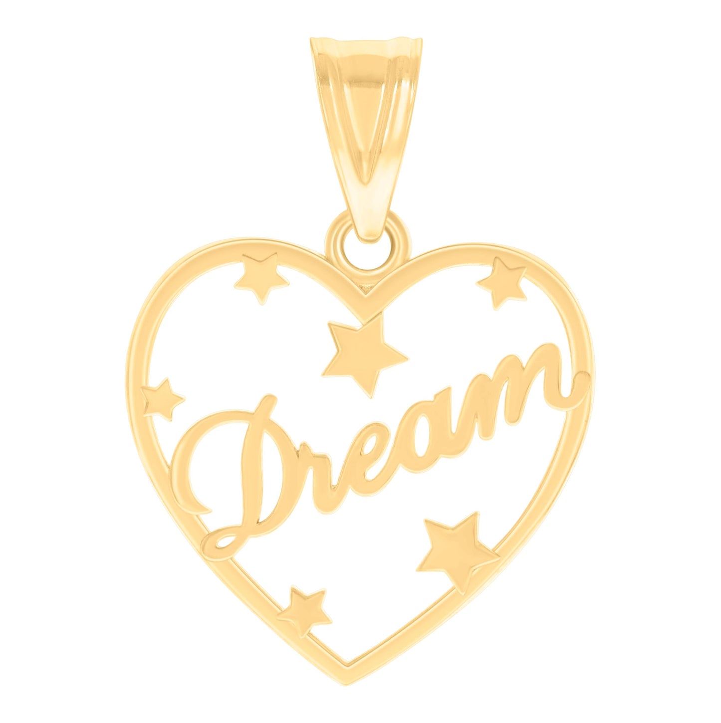 10K Yellow Gold Womens Dream Heart Charm Pendant