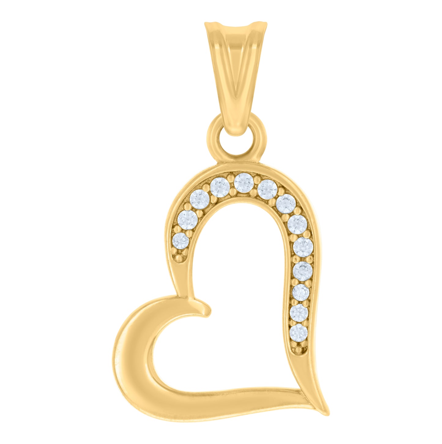 10K Yellow Gold Womens Cubic-Zirconia Heart Charm Pendant