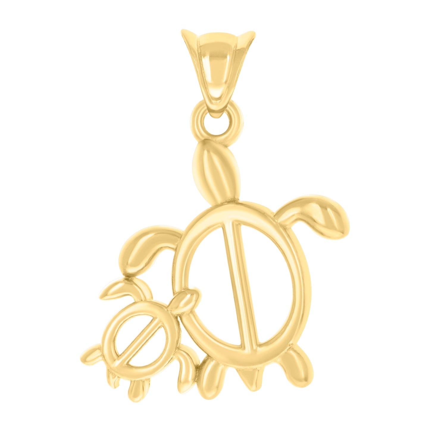 10K Yellow Gold Unisex Good Luck Turtle Animal Ocean Charm Pendant