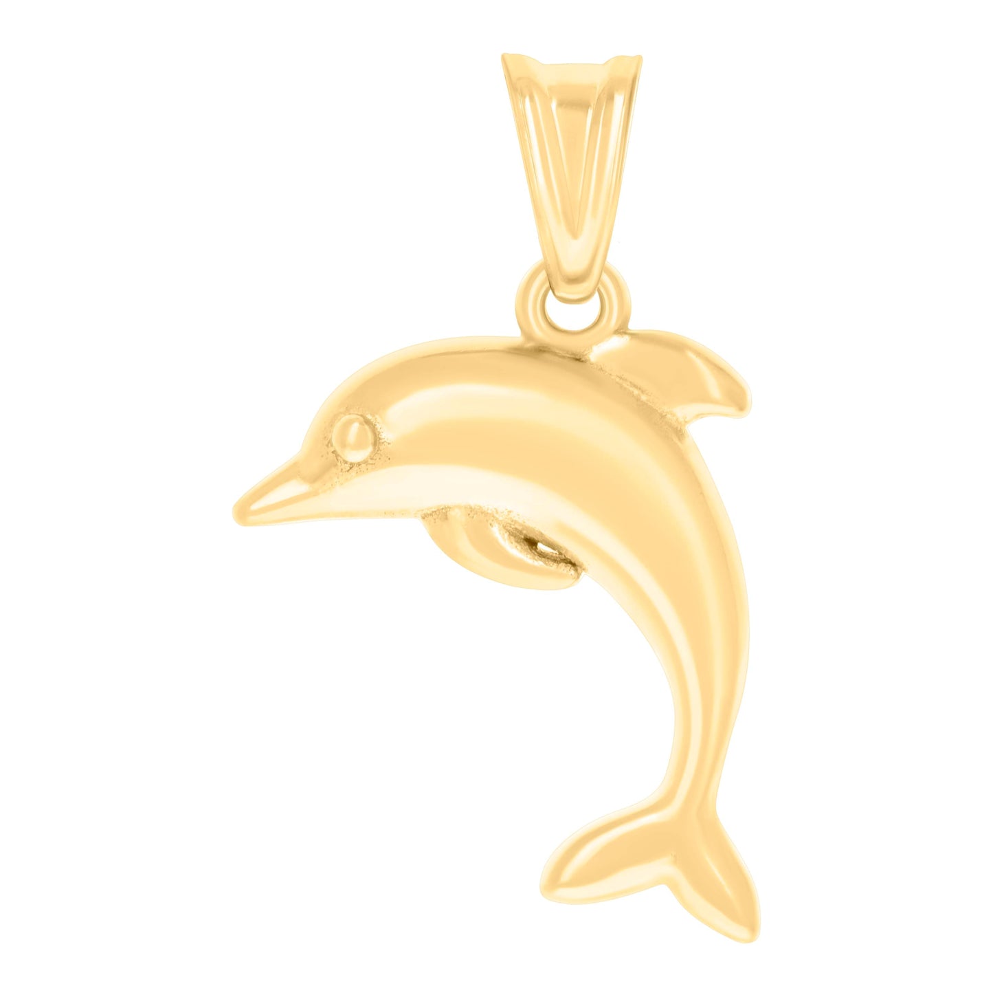 10K Yellow Gold Womens Dolphin Fish Ocean Charm Pendant