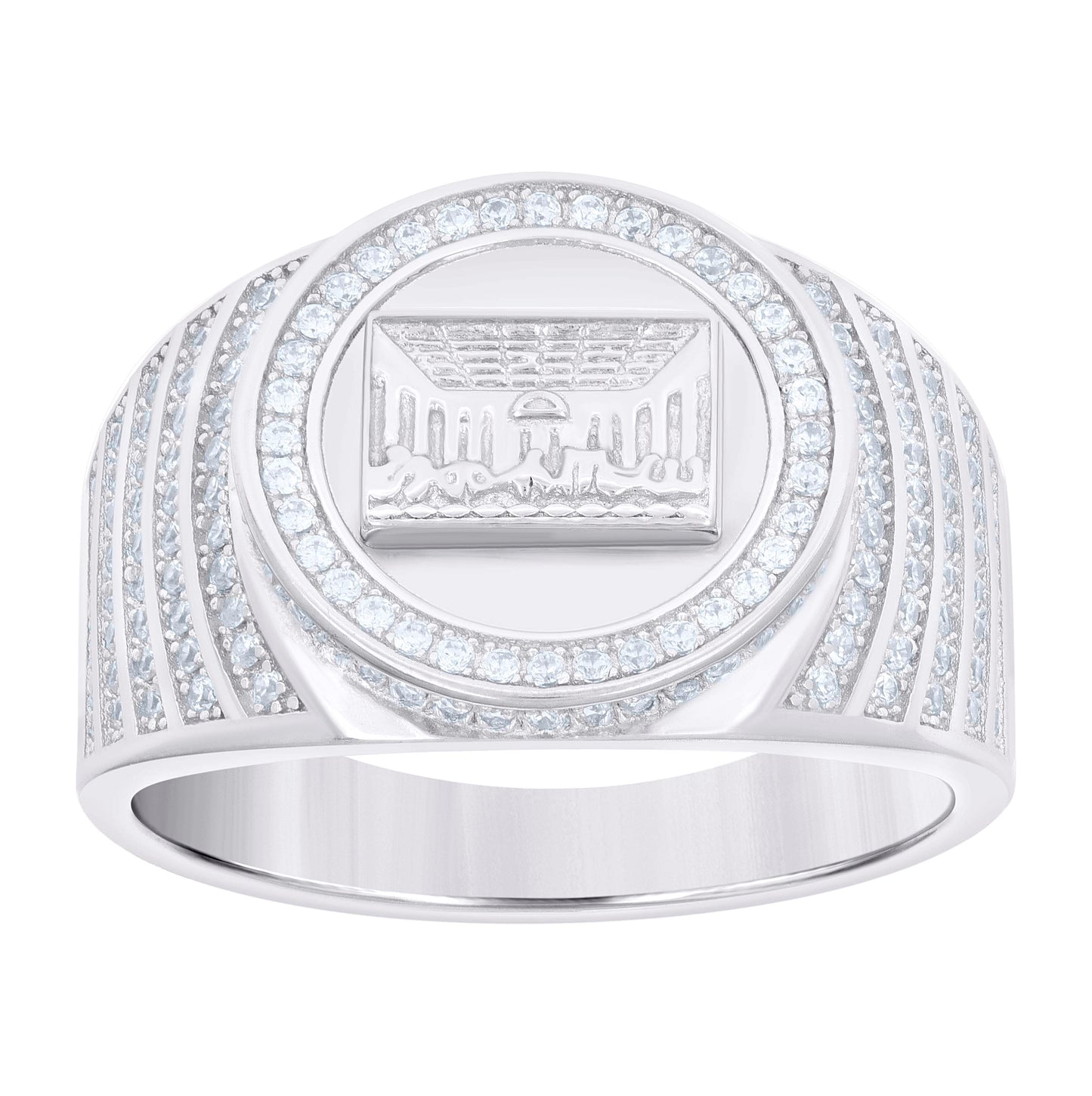 Sterling Silver Men's Cubic-Zirconia Last Supper Religious Bridal Anniversary Wedding Engagement Band Ring