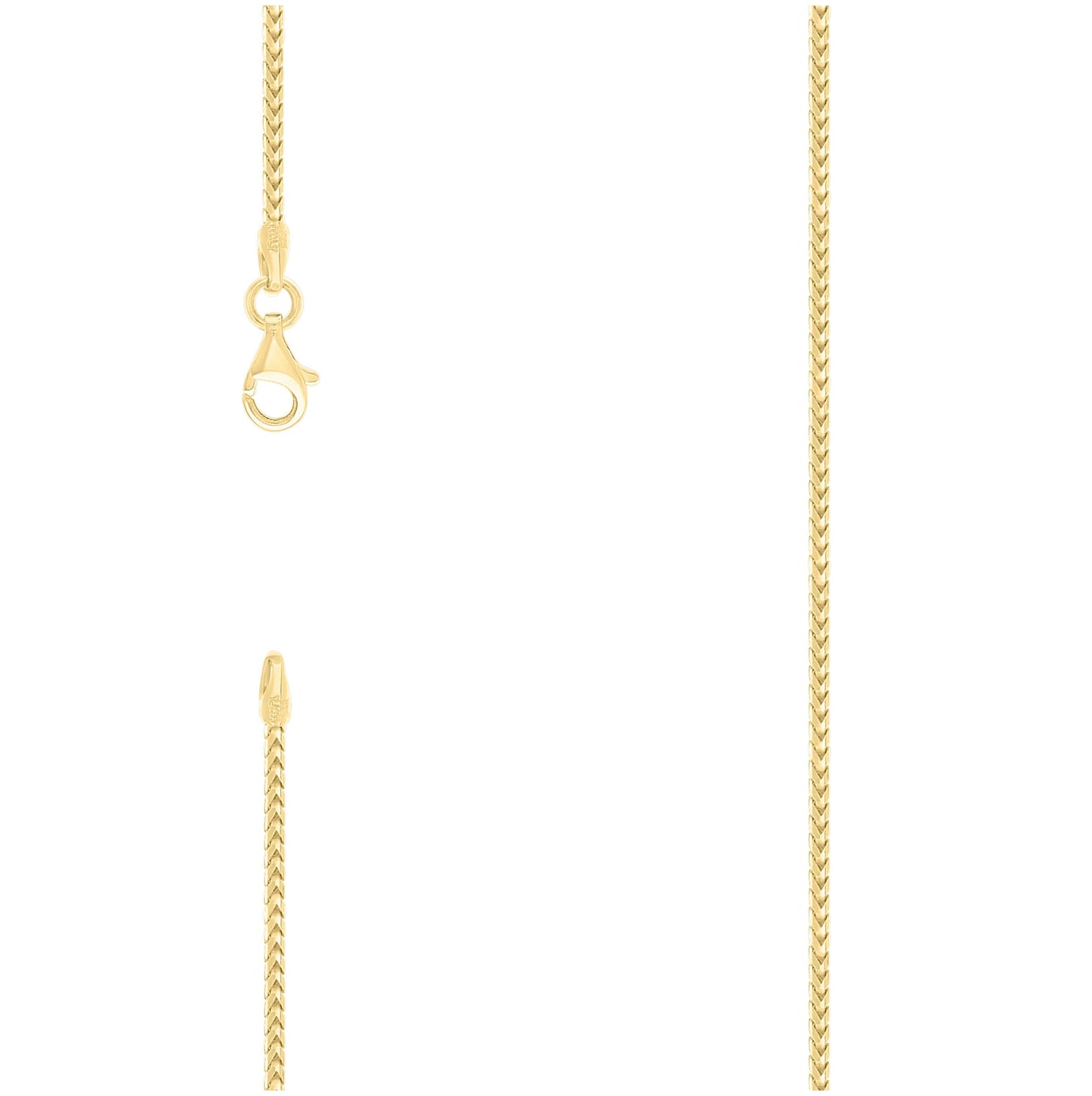 Sterling Silver Yellow-Tone Or Rose Tone Or Two Tone Solid Franco Chain