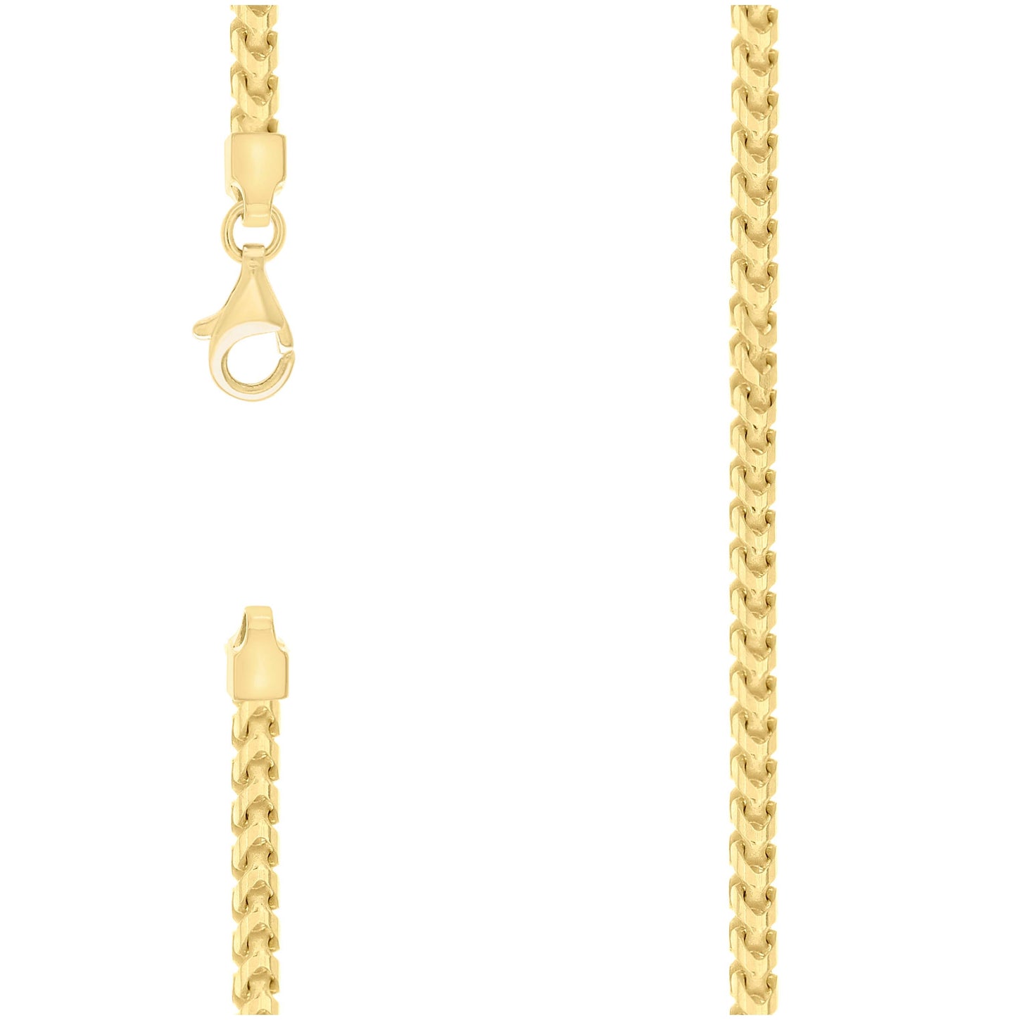 Sterling Silver Yellow-Tone Or Rose Tone Or Two Tone Solid Franco Chain