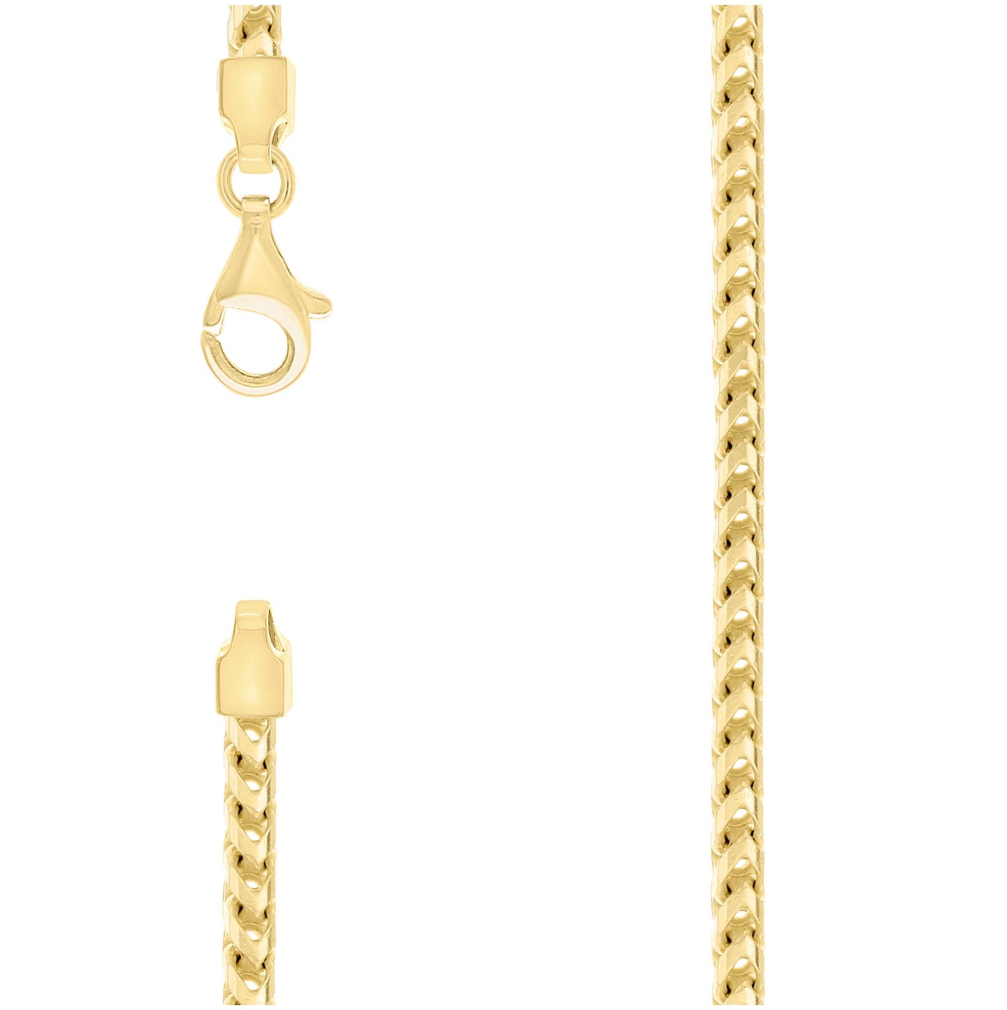 Sterling Silver Yellow-Tone Or Rose Tone Or Two Tone Solid Franco Chain