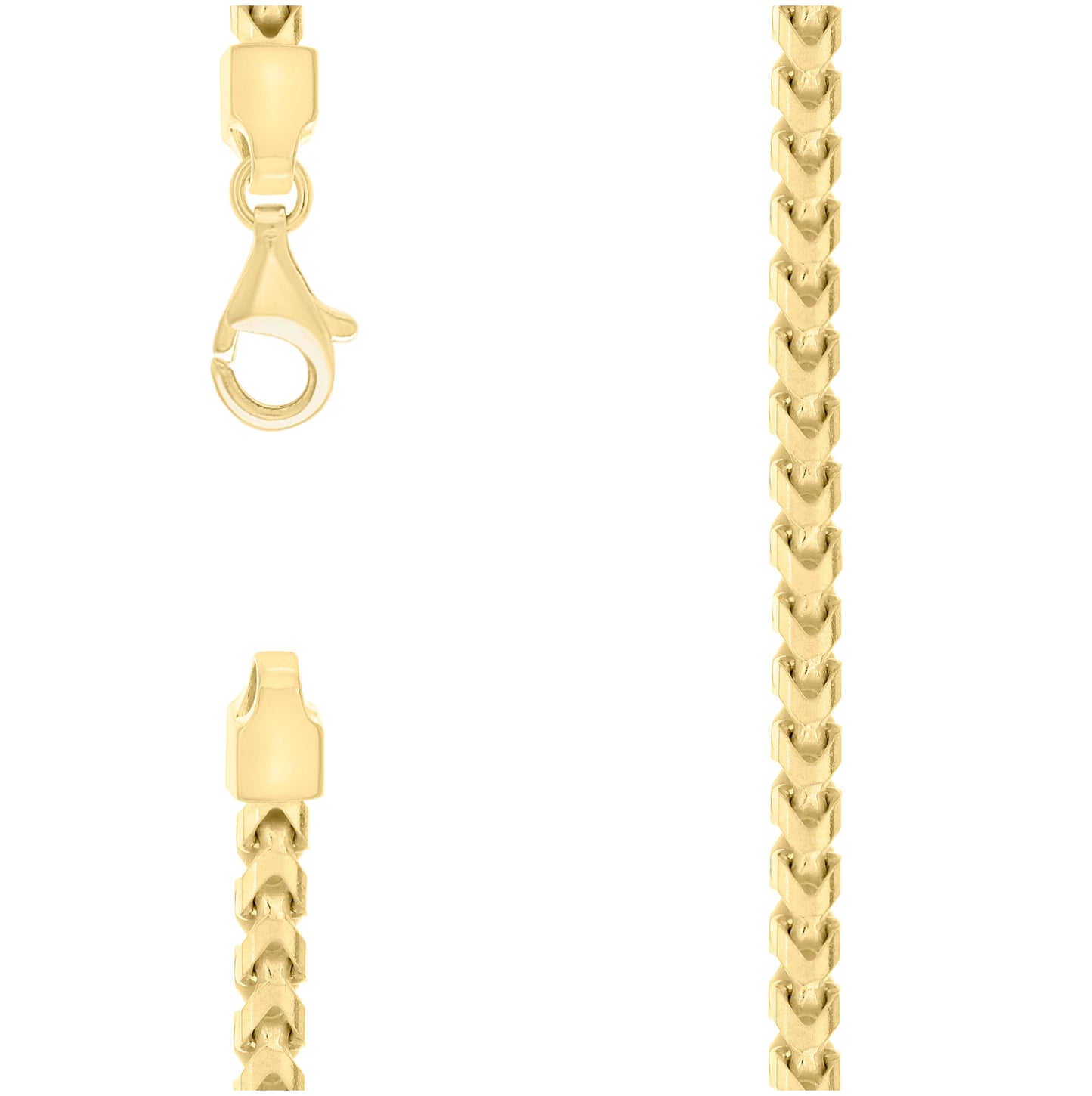 Sterling Silver Yellow-Tone Or Rose Tone Or Two Tone Solid Franco Chain