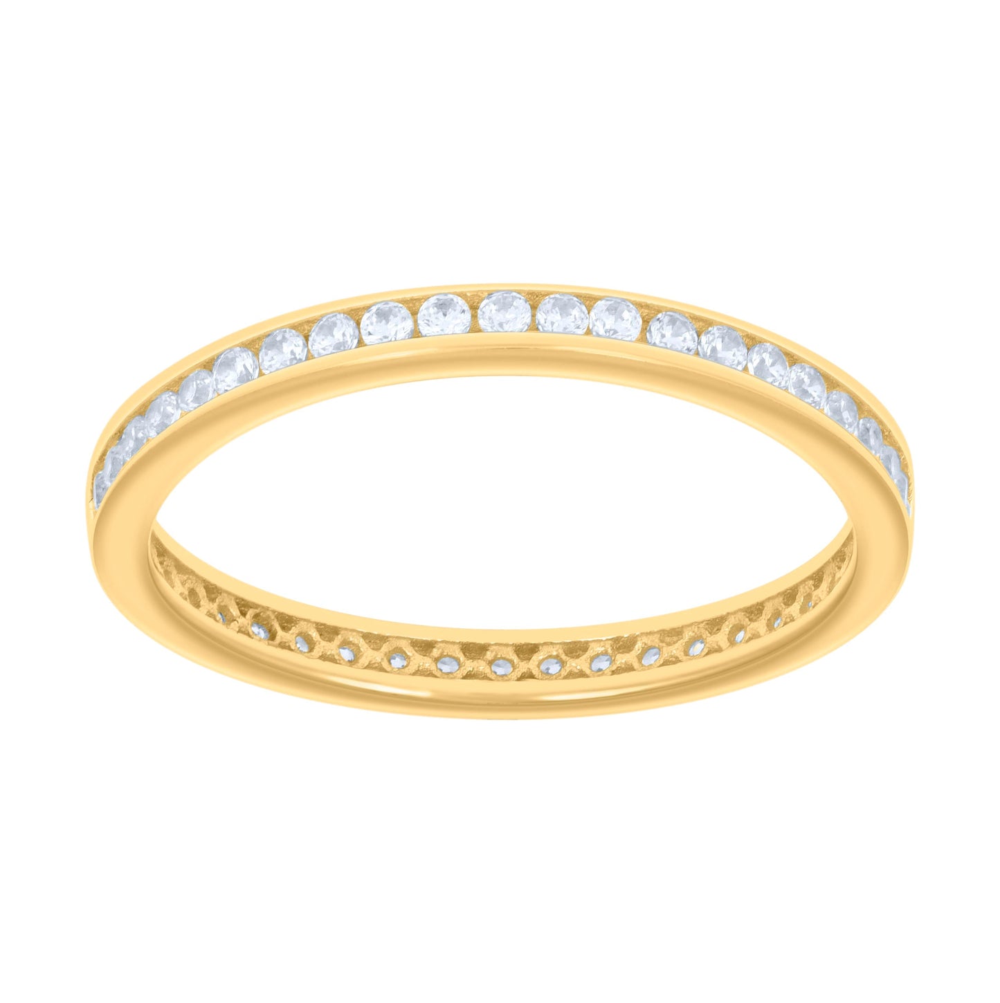 14K Yellow Gold Womens Cubic-Zirconia Eternity Band Ring