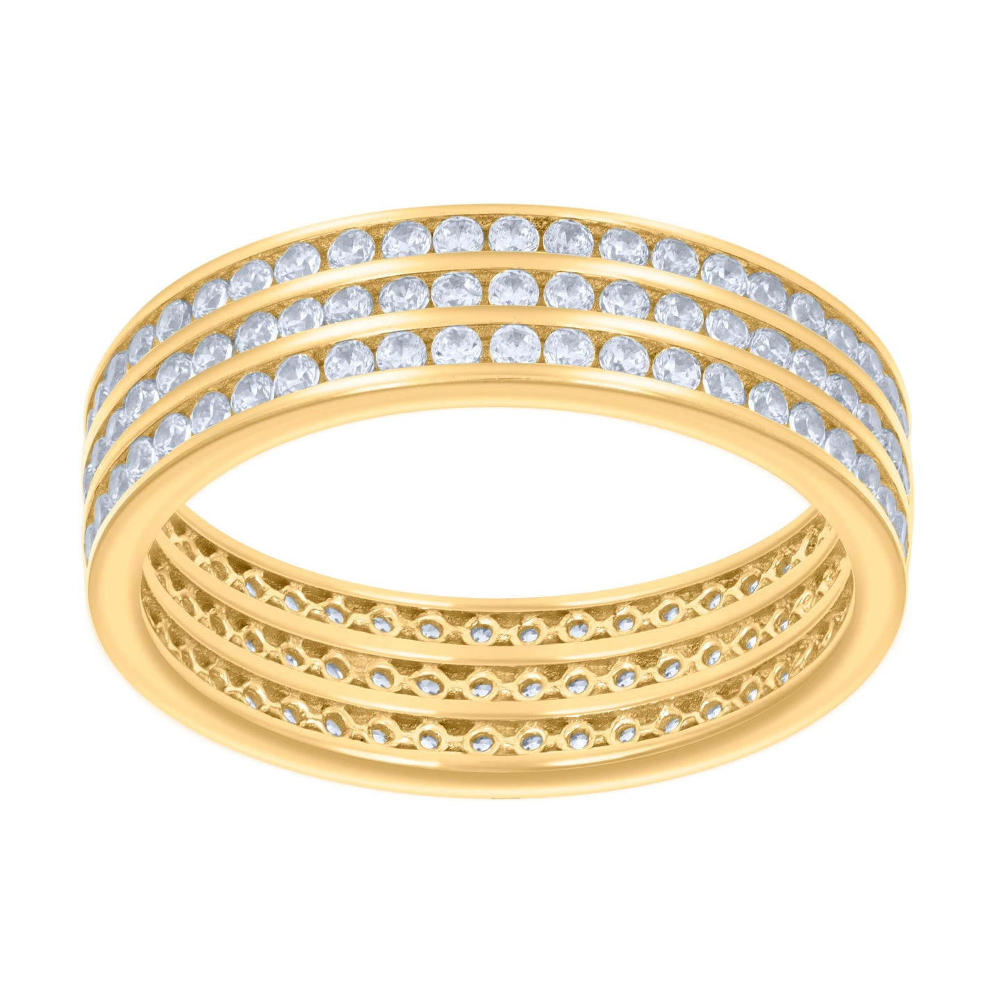 14K Yellow Gold Womens Cubic-Zirconia Eternity Band Ring