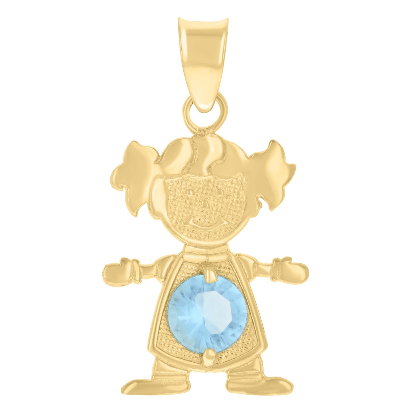 10K Yellow Gold Womens Blue Cubic-Zirconia Girl Birthstone Baby Charm Pendant