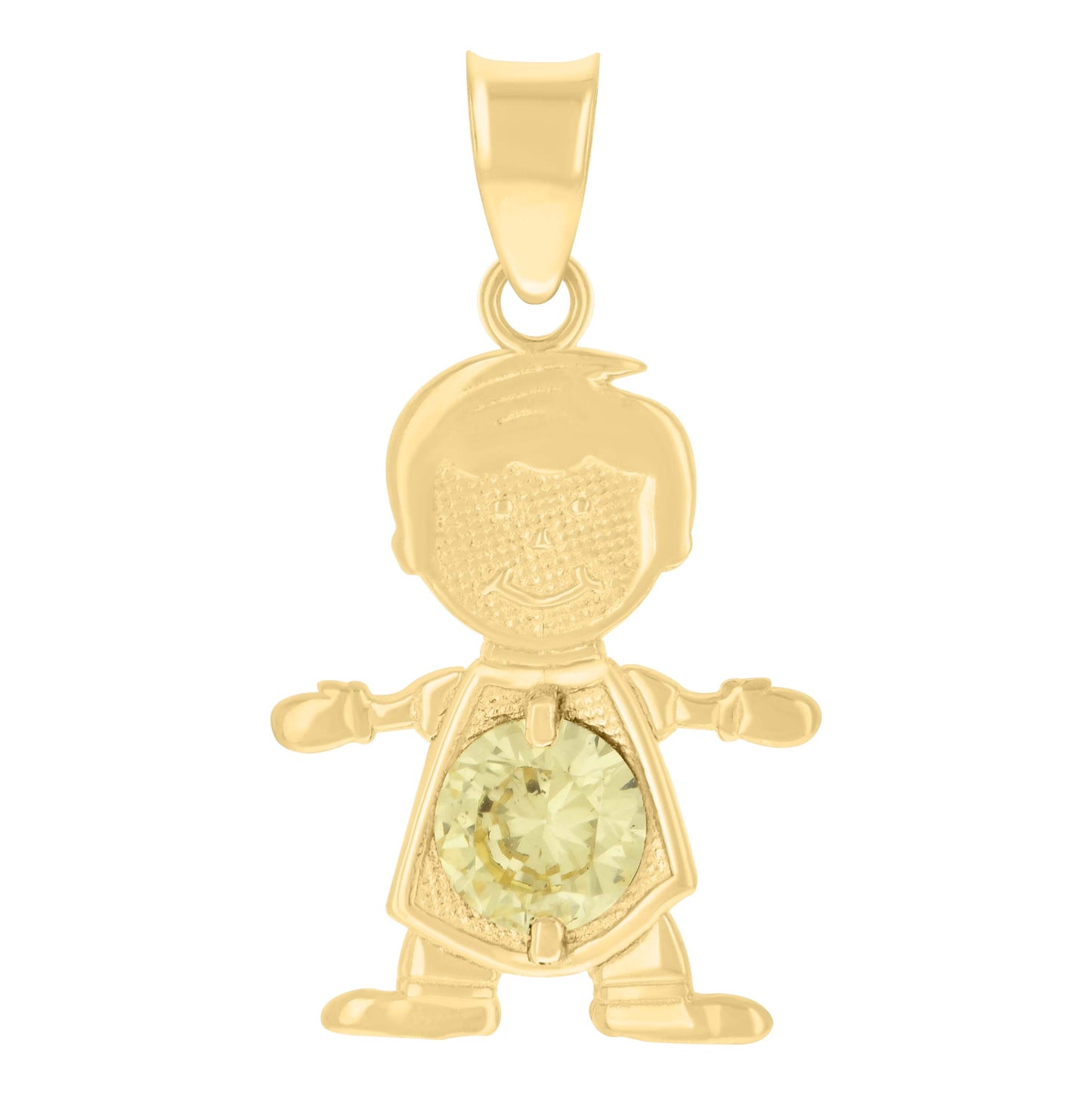 10K Yellow Gold Mens Green Cubic-Zirconia Boy Birthstone Baby Charm Pendant
