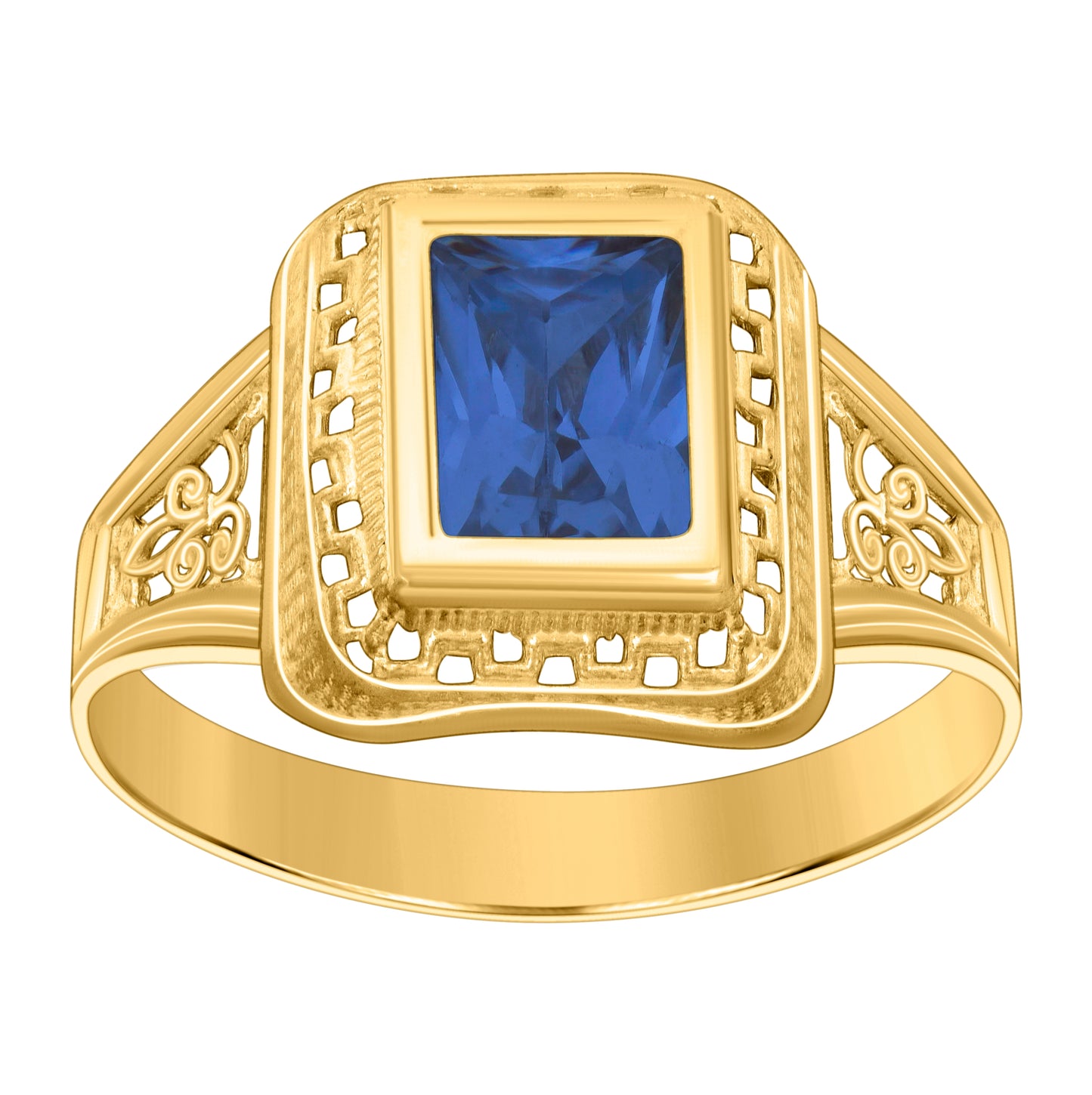 10K Yellow Gold Womens Emerald-cut Cubic-Zirconia Birthstone Bridal Anniversary Engagement Wedding Ring