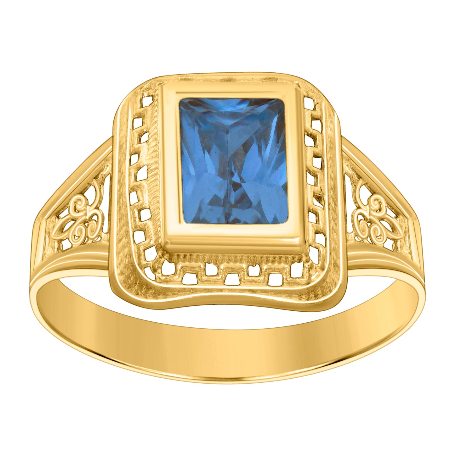 10K Yellow Gold Womens Emerald-cut Cubic-Zirconia Birthstone Bridal Anniversary Engagement Wedding Ring