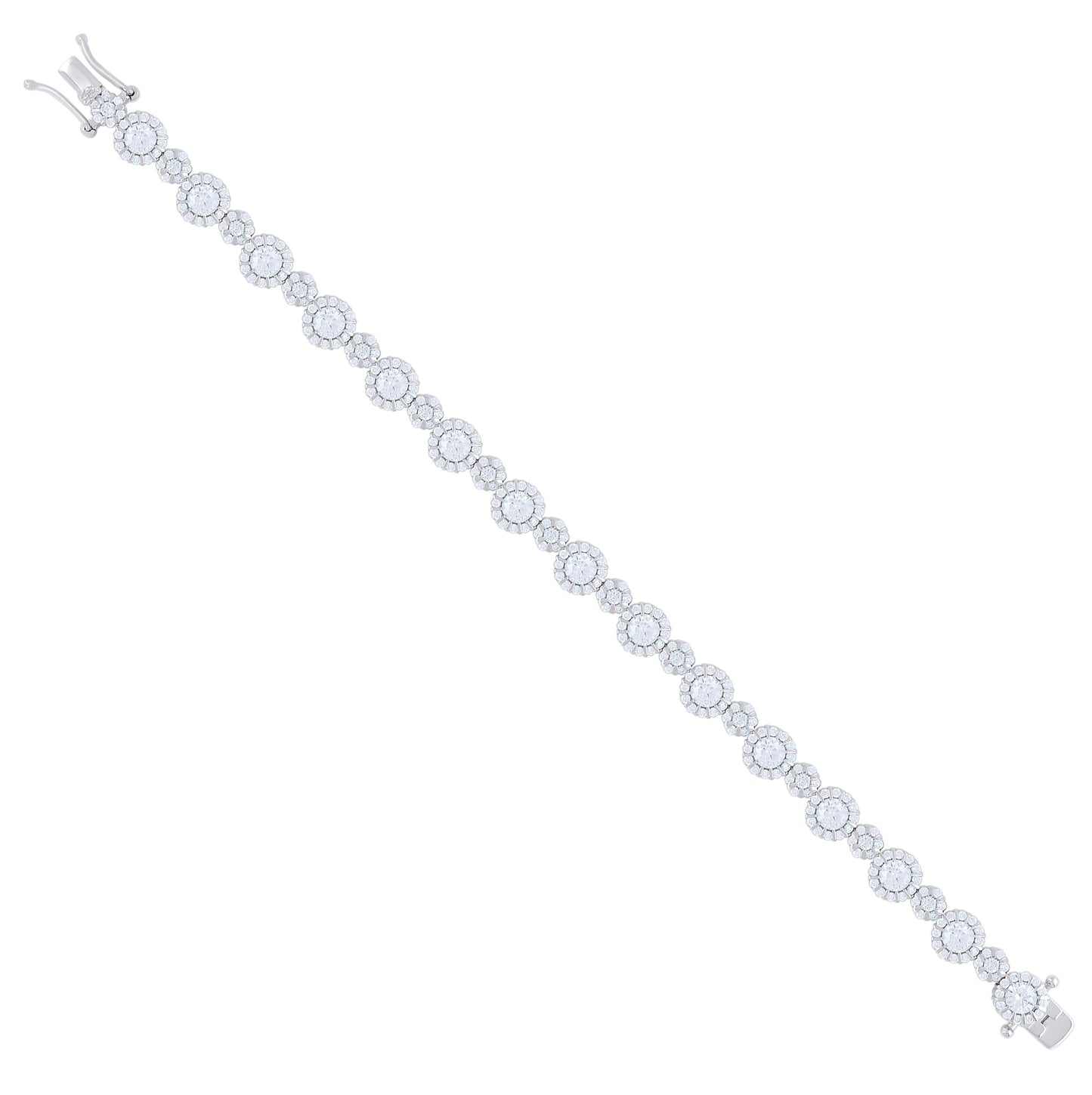 Sterling Silver Womens Cubic-Zirconia Fashion Link Bracelet 7
