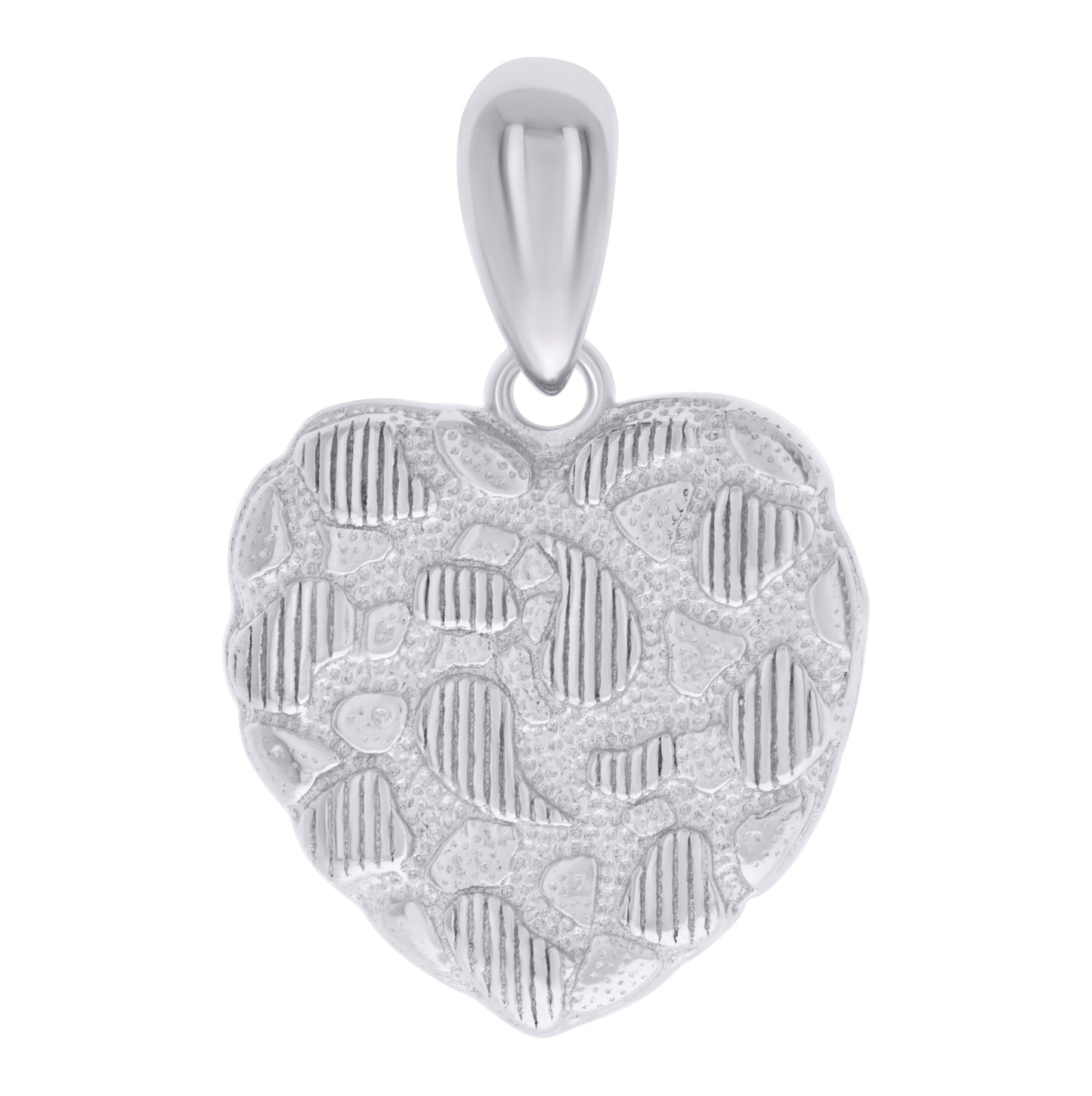Sterling Silver Womens Nugget Heart Charm Pendant