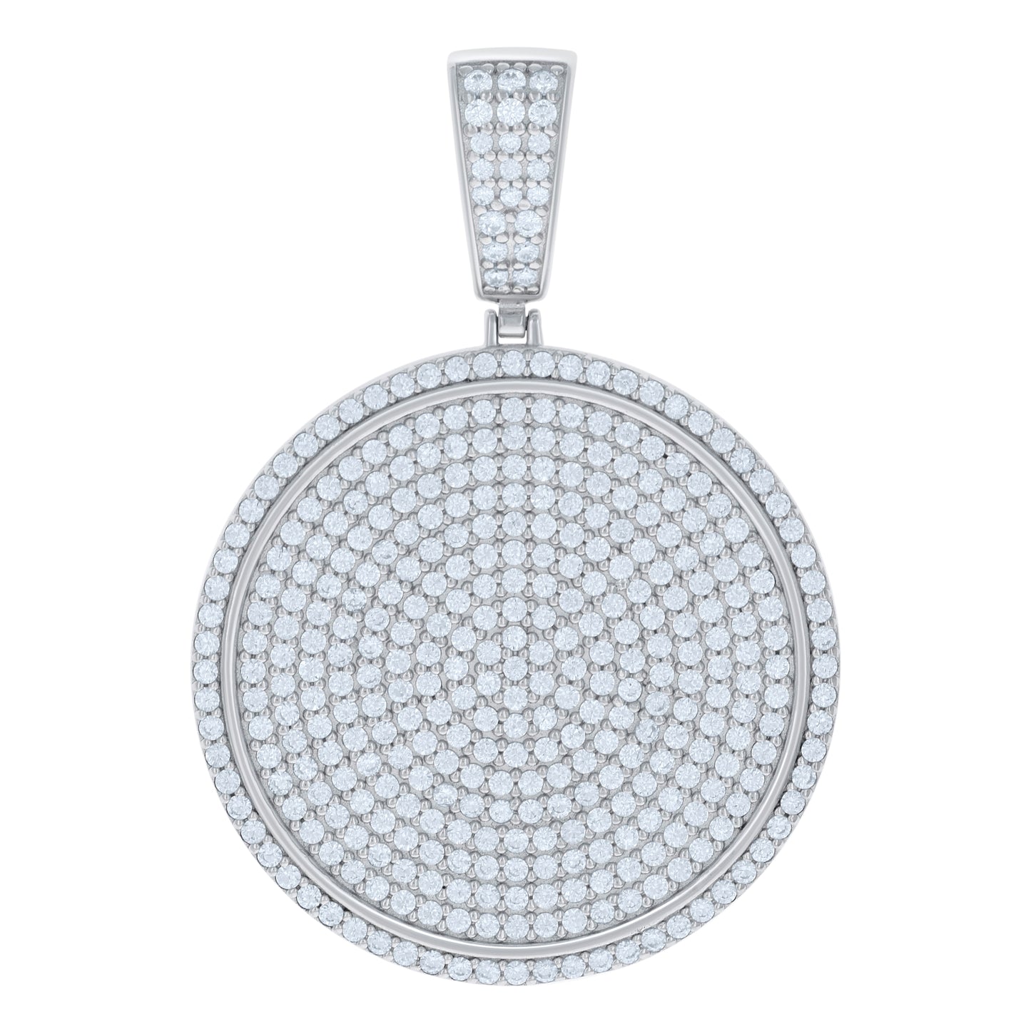 Sterling Silver Mens Cubic-Zirconia Medallion Fashion Charm Pendant