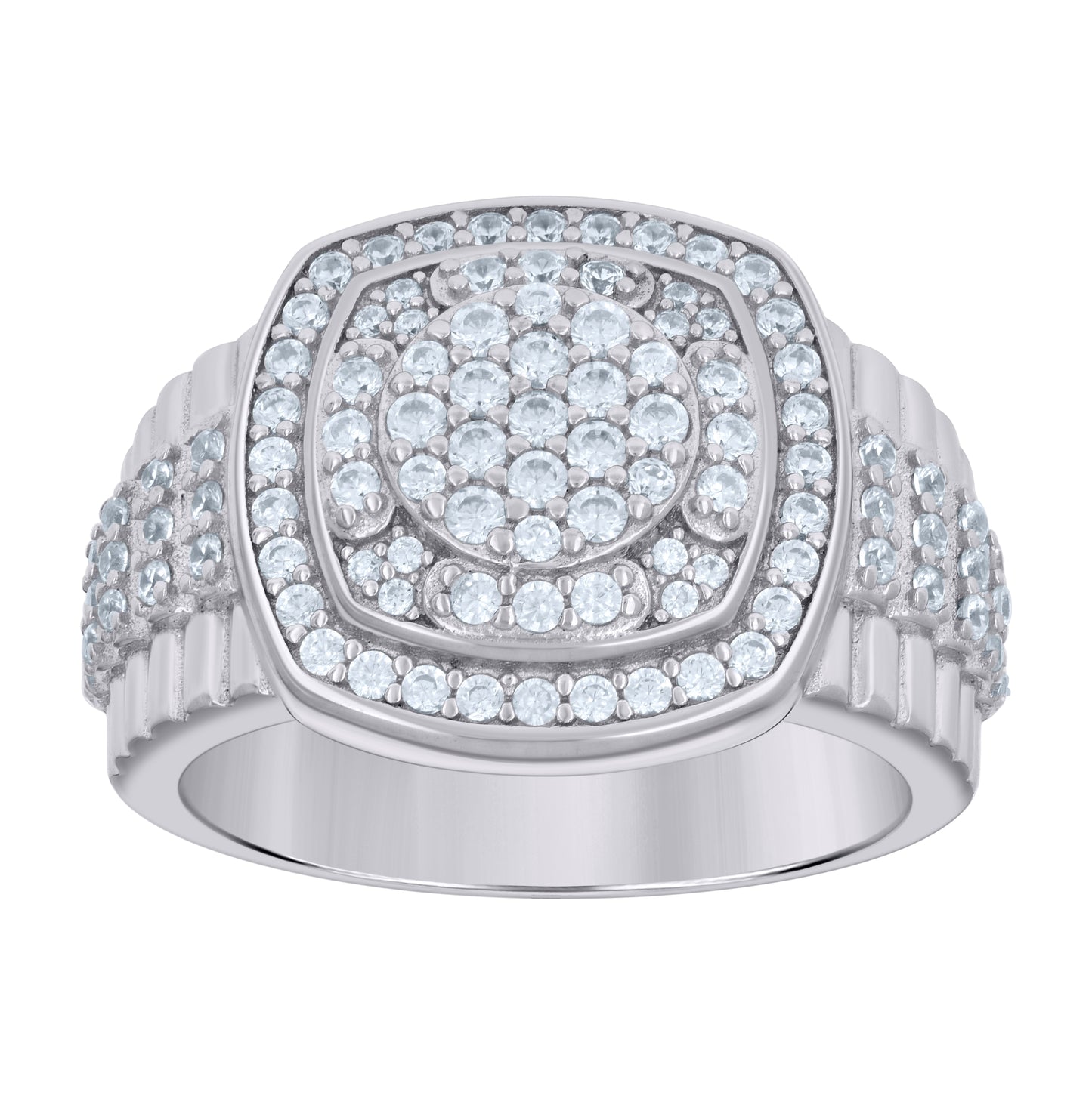 Sterling Silver Mens Cubic-Zirconia Fashion Ring