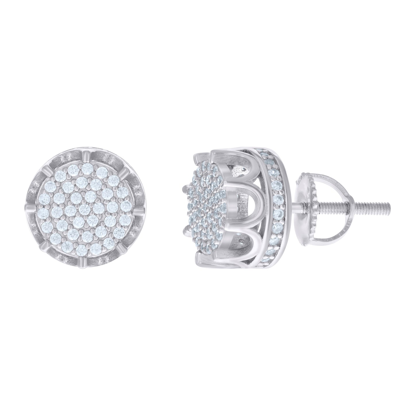 Sterling Silver Womens Cubic-Zirconia Fashion Stud Earrings