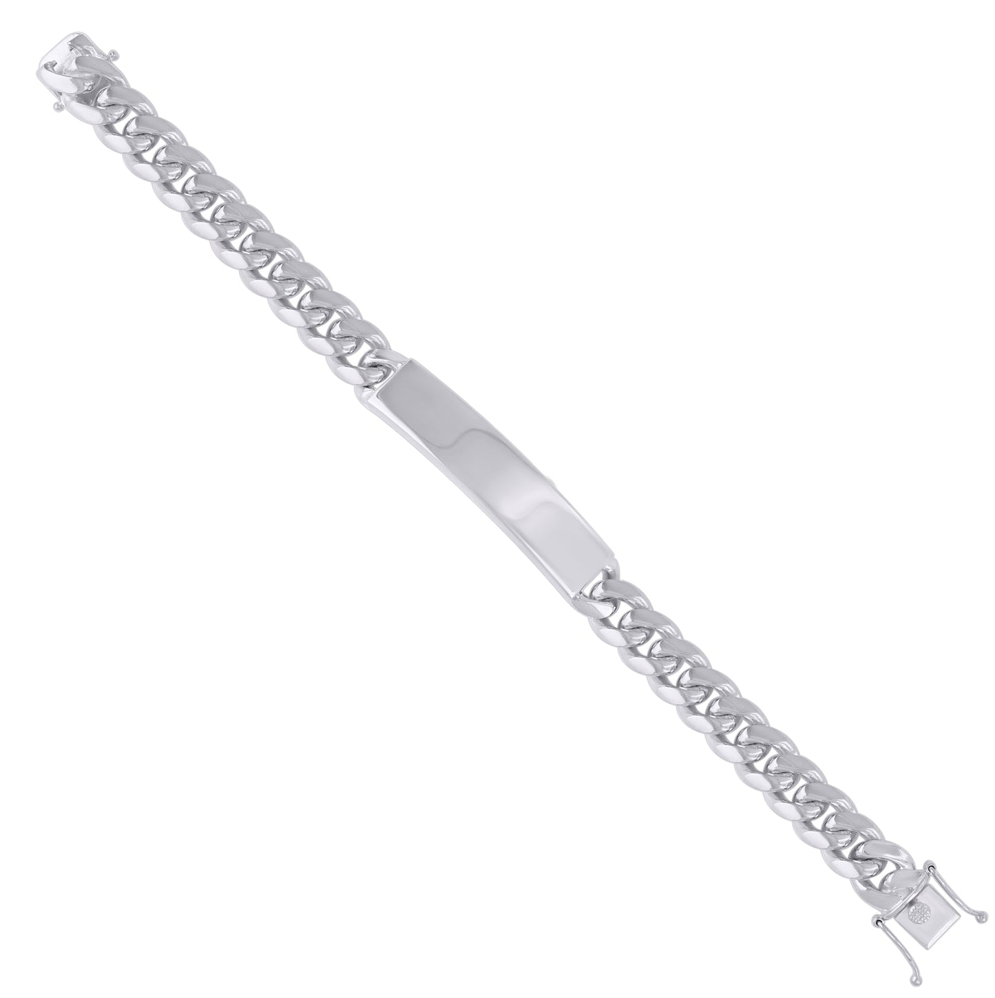 Sterling Rhodium Solid Miami Cuban Id Bracelet
