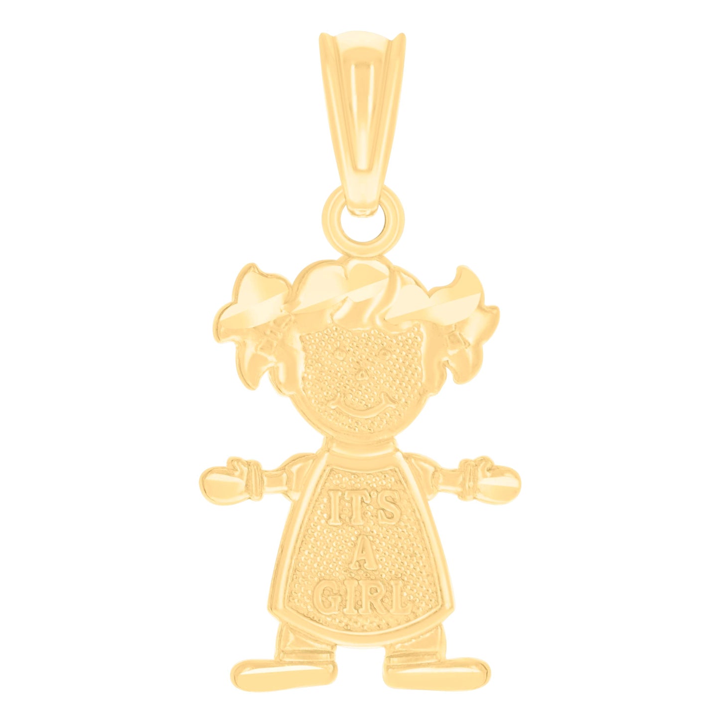 14K Yellow Gold Womens It's A Girl Baby Charm Pendant