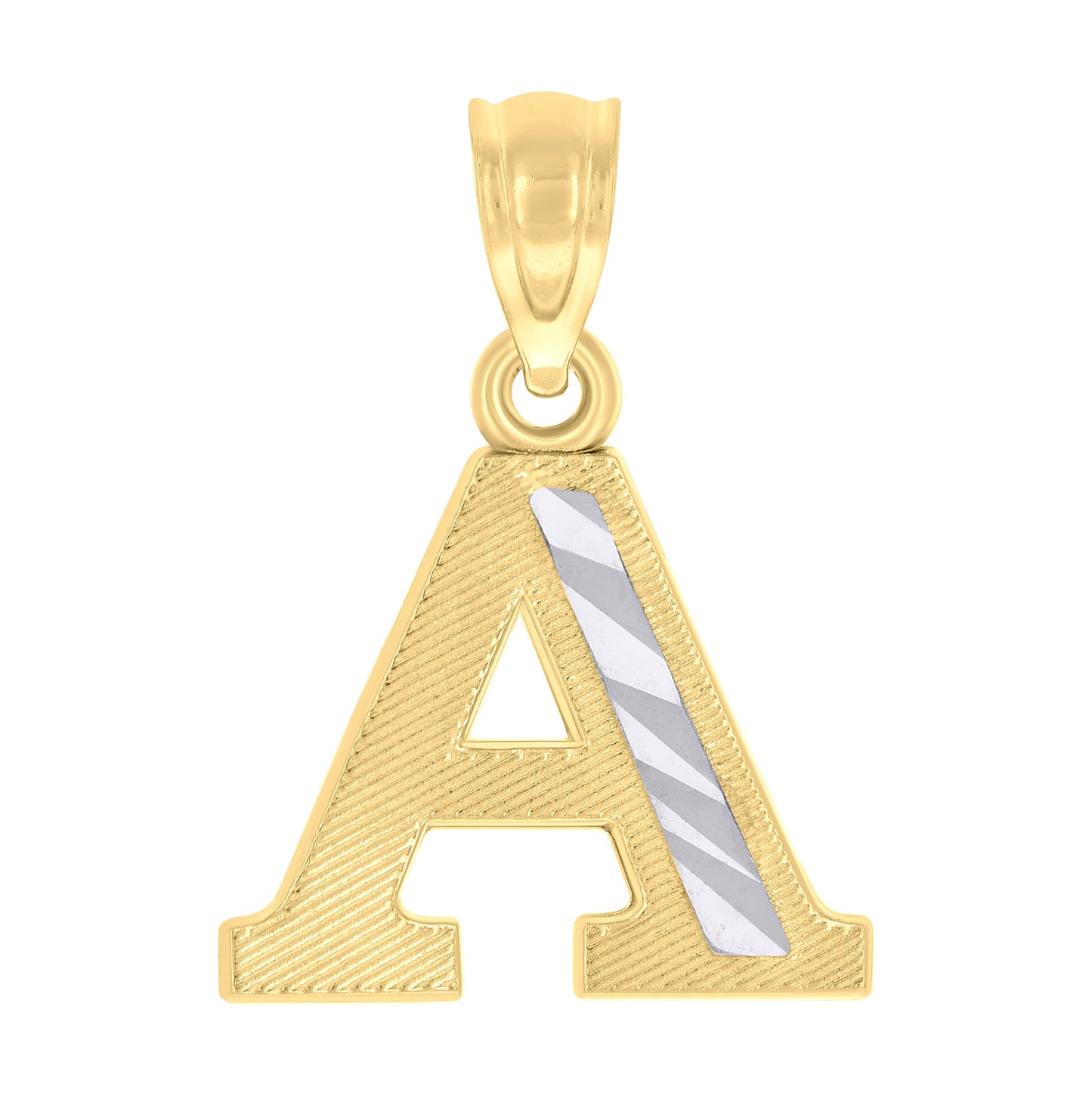 14K Two-tone Gold Unisex Initial Alphabet A Pendant