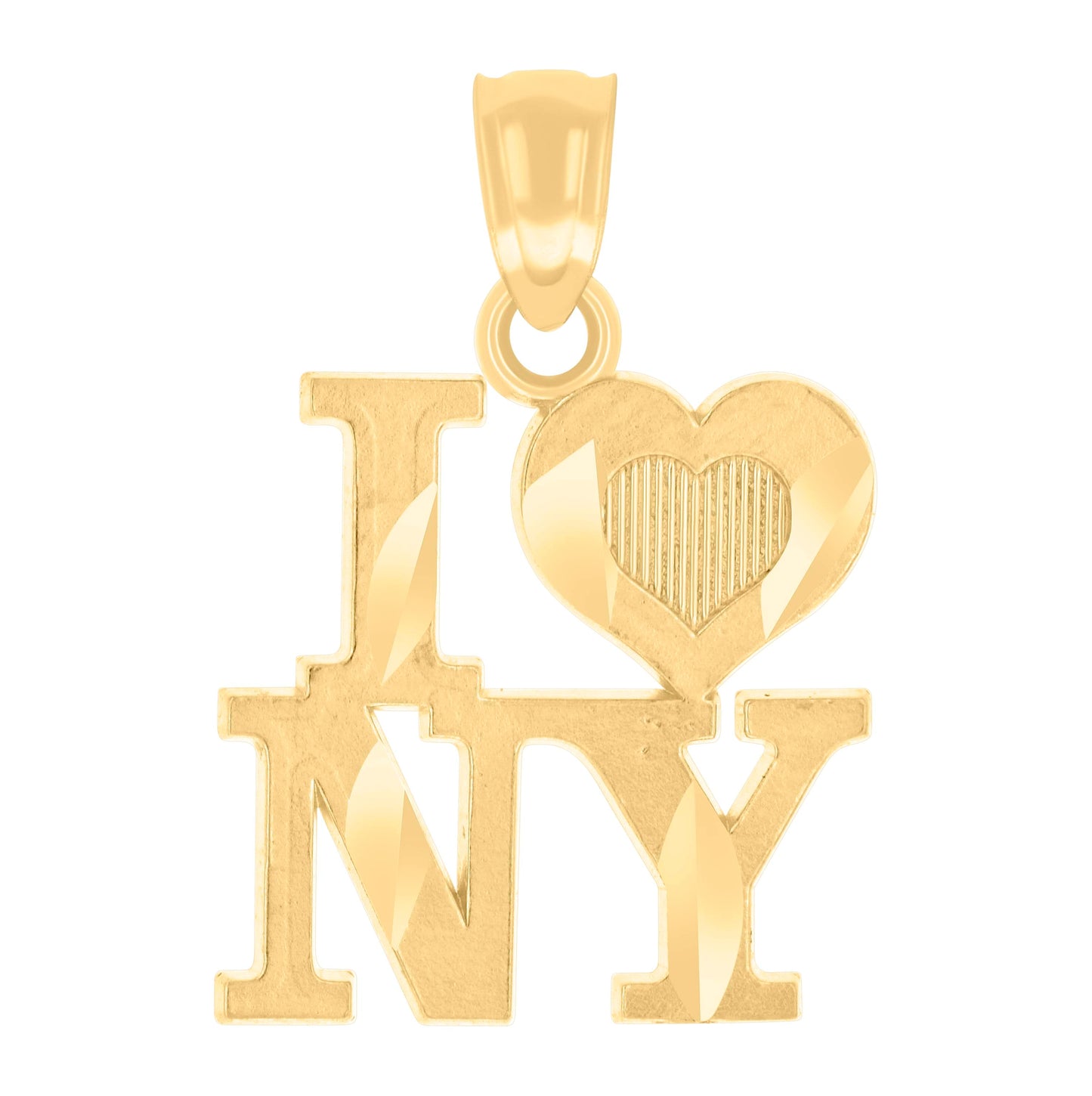 14K Yellow Gold Unisex I Love New York Heart Charm Pendant