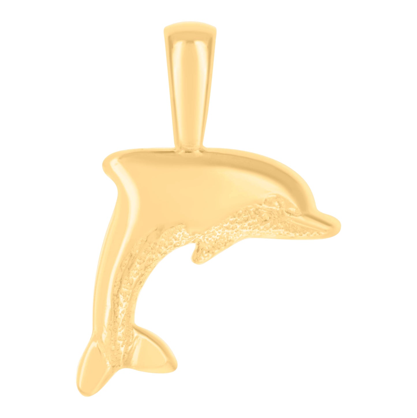 14K Yellow Gold Womens Dolphin Fish Ocean Charm Pendant