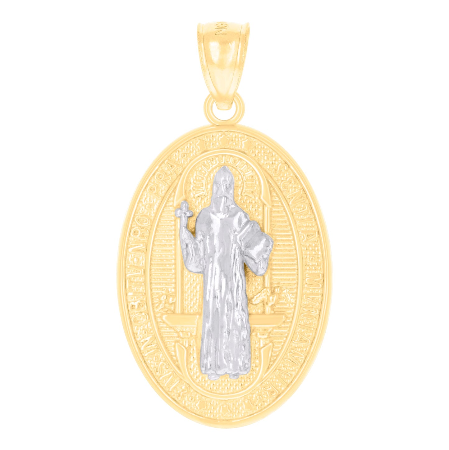 14K Two-tone Gold Mens Jesus Religious Charm Pendant
