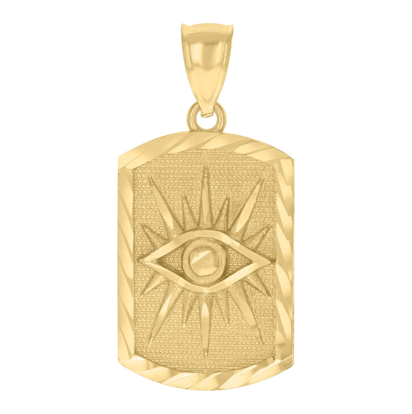10K Yellow Gold Mens Evil Eye Symbol Religious Charm Pendant