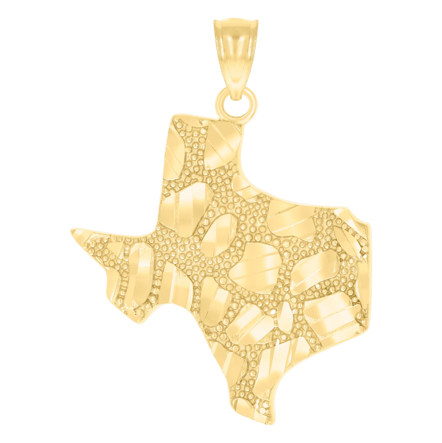 10K Yellow Gold Mens Nugget Texas Map Charm Pendant