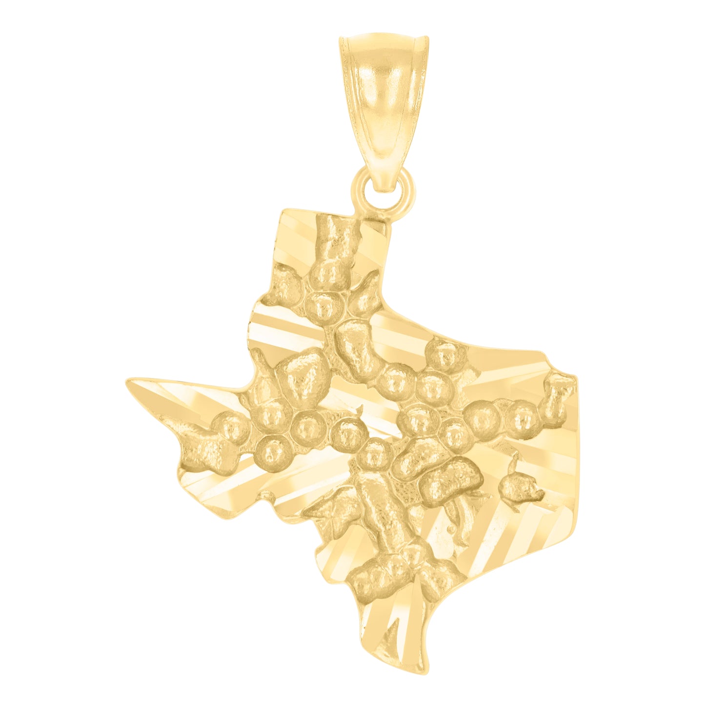 10K Yellow Gold Mens Nugget Texas Map Charm Pendant