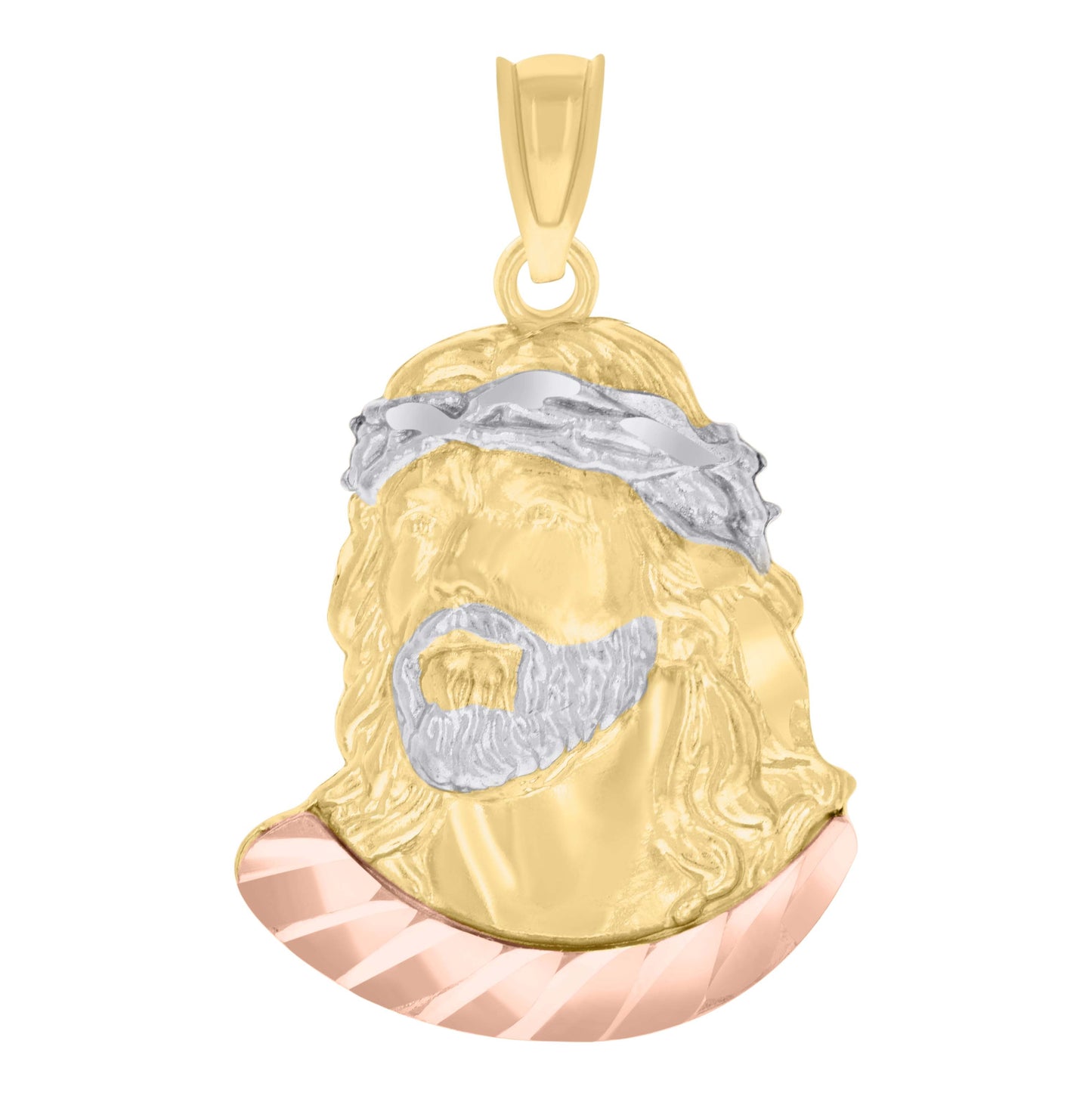 10K Tri-Color Gold Mens Jesus Religious Charm Pendant