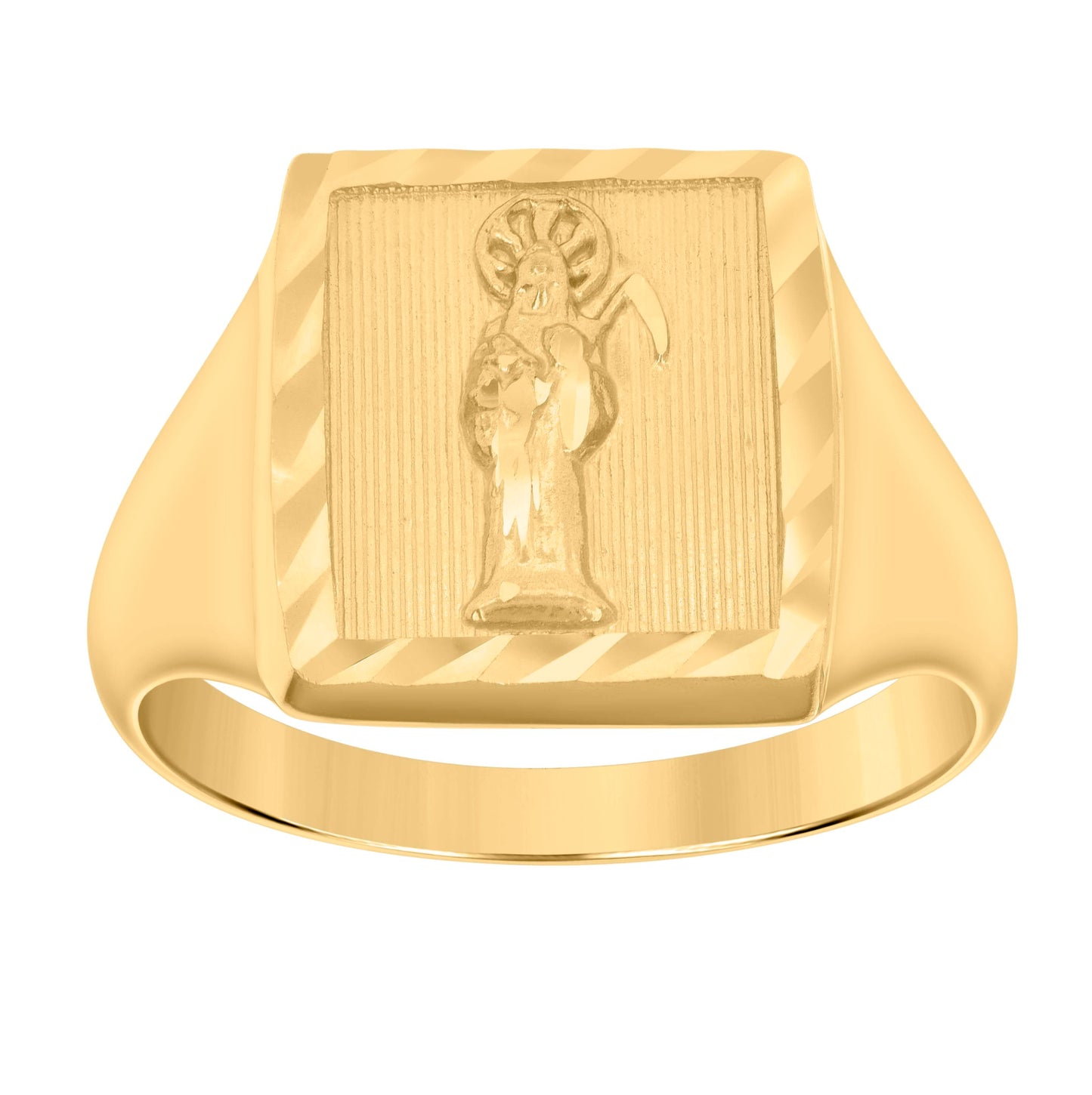 10K Yellow Gold Mens Death Angel Grim Reaper Ring
