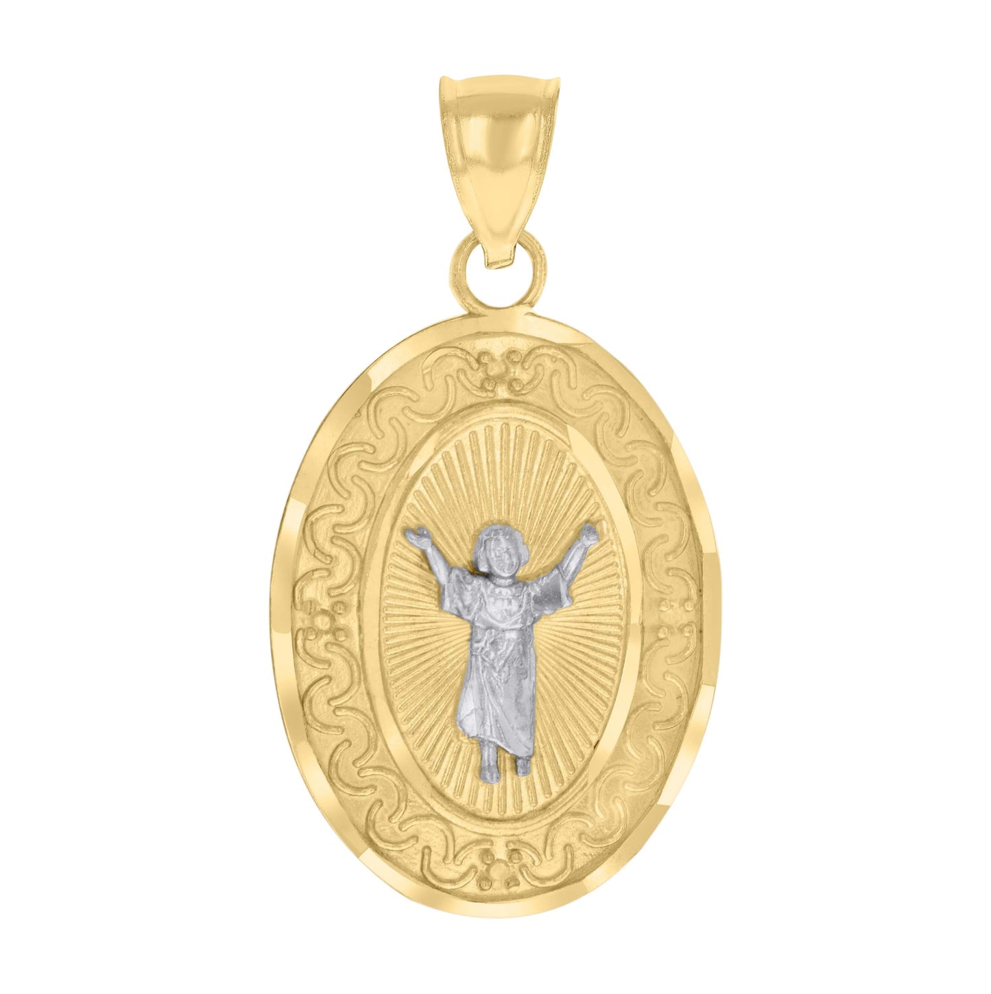 10K Two-tone Gold Mens Divine Infant Jesus Religious Charm Pendant