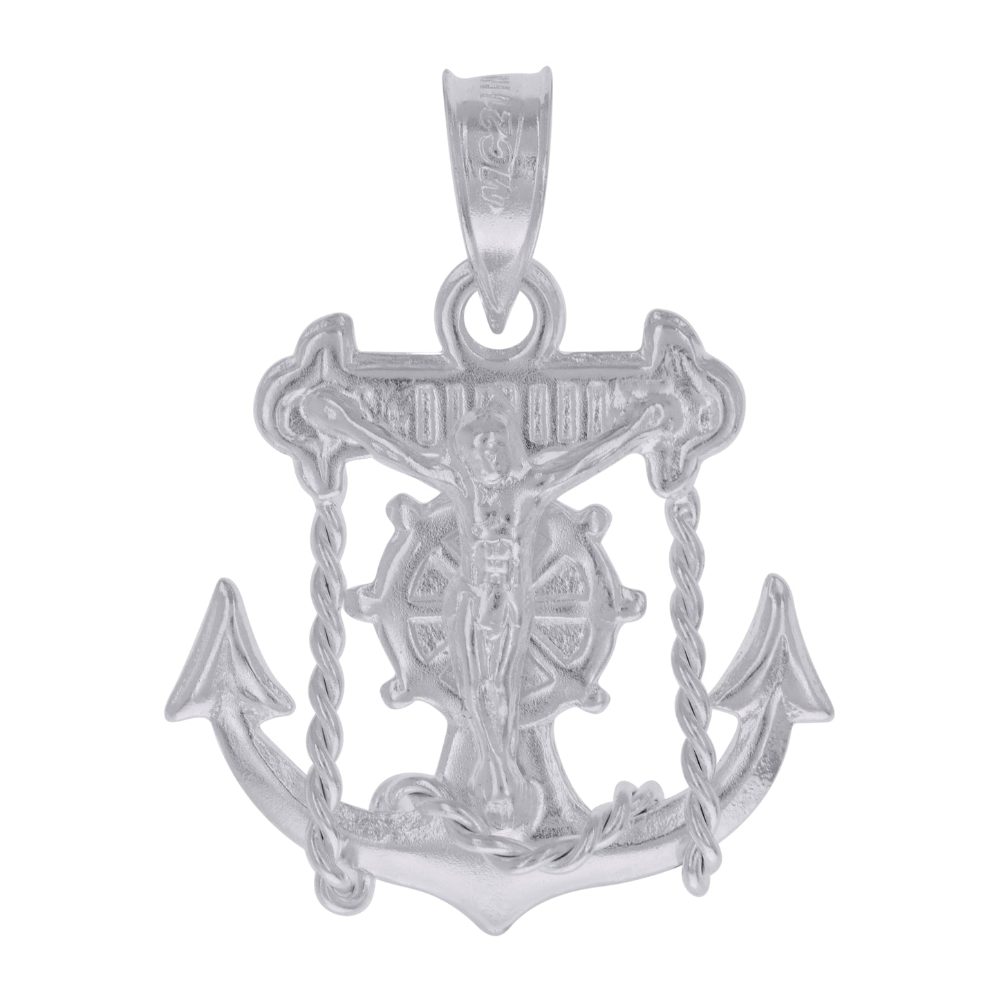 Sterling Silver Unisex Anchor Crucifix Religious Charm Pendant