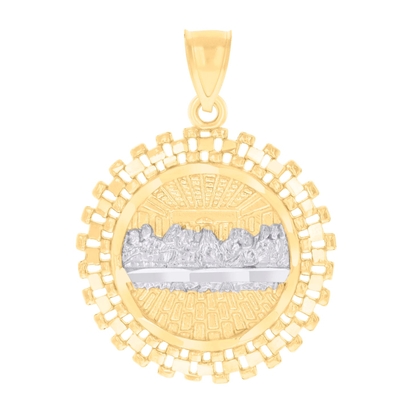 14K Two-tone Gold Mens Last Supper Religious Charm Pendant