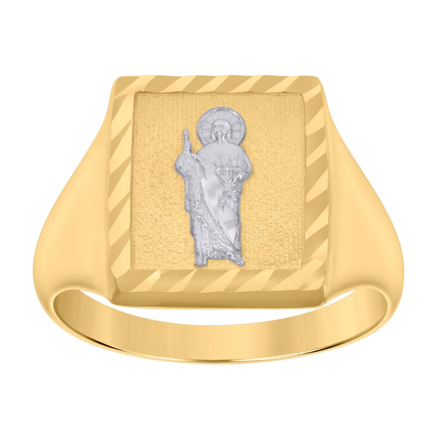 14K Two-Tone Gold Mens St. Jude Saint Religious Ring