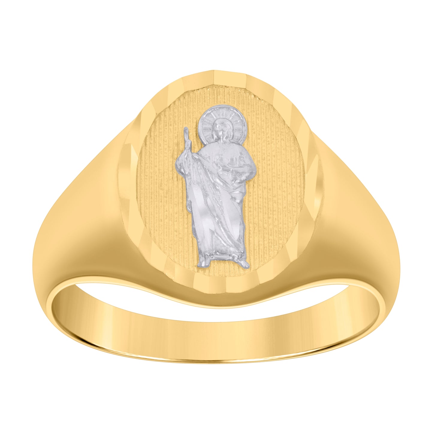 14K Two-Tone Gold Mens St. Jude Saint Religious Ring