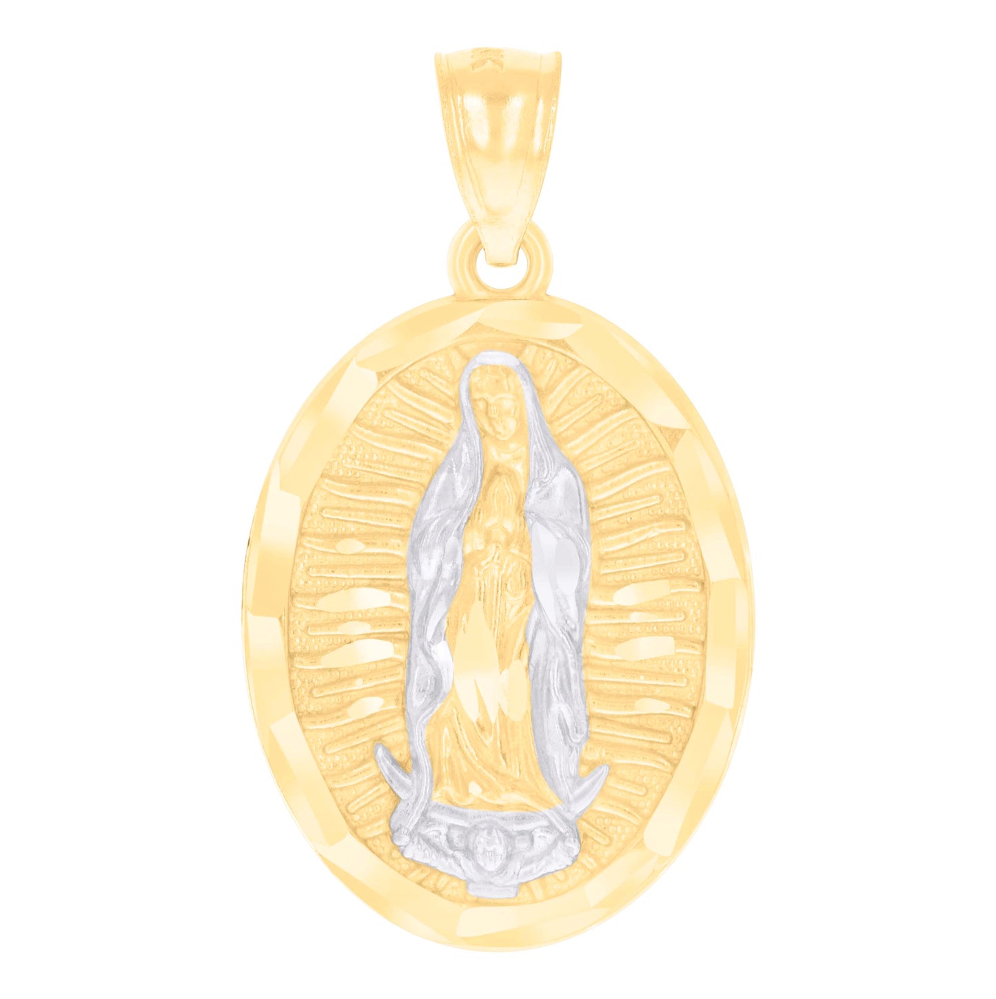 14K Two-tone Gold Womens Guadalupe Religious Charm Pendant