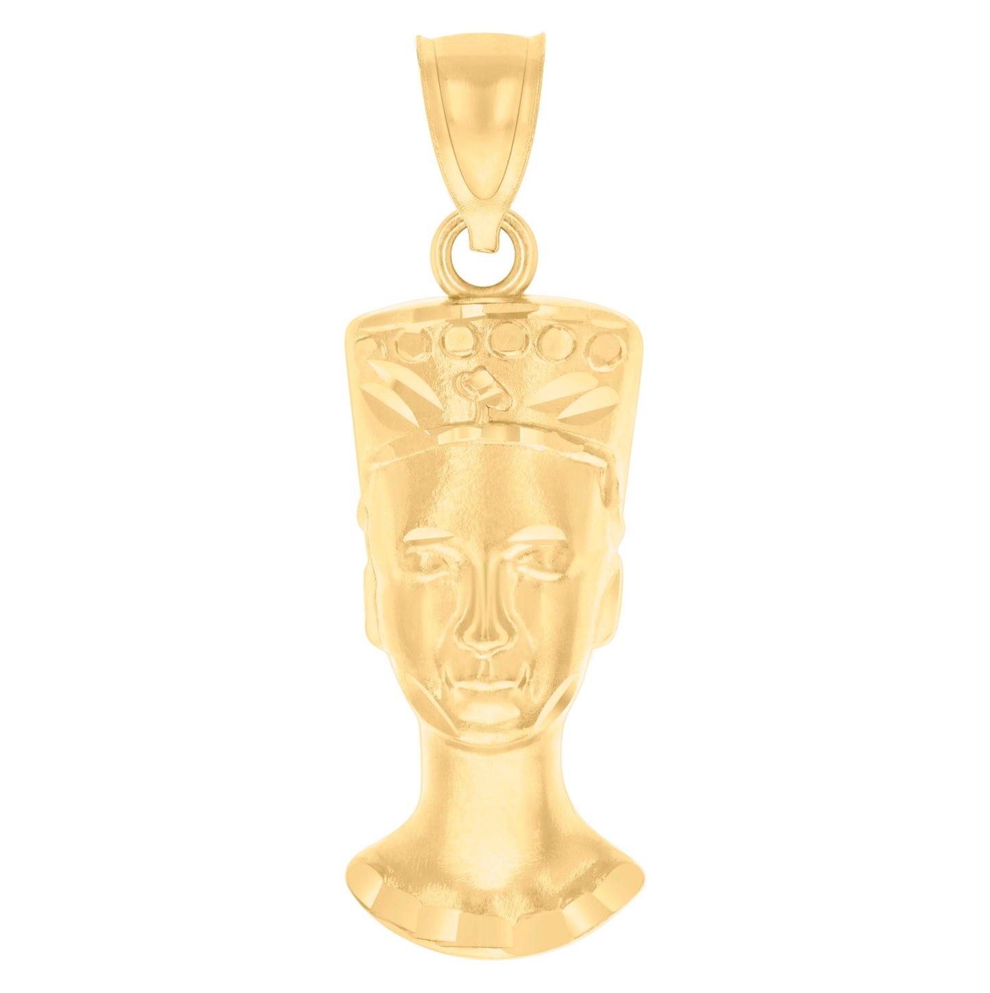 10K Yellow Gold Mens Nefertiti Egyptian Charm Pendant