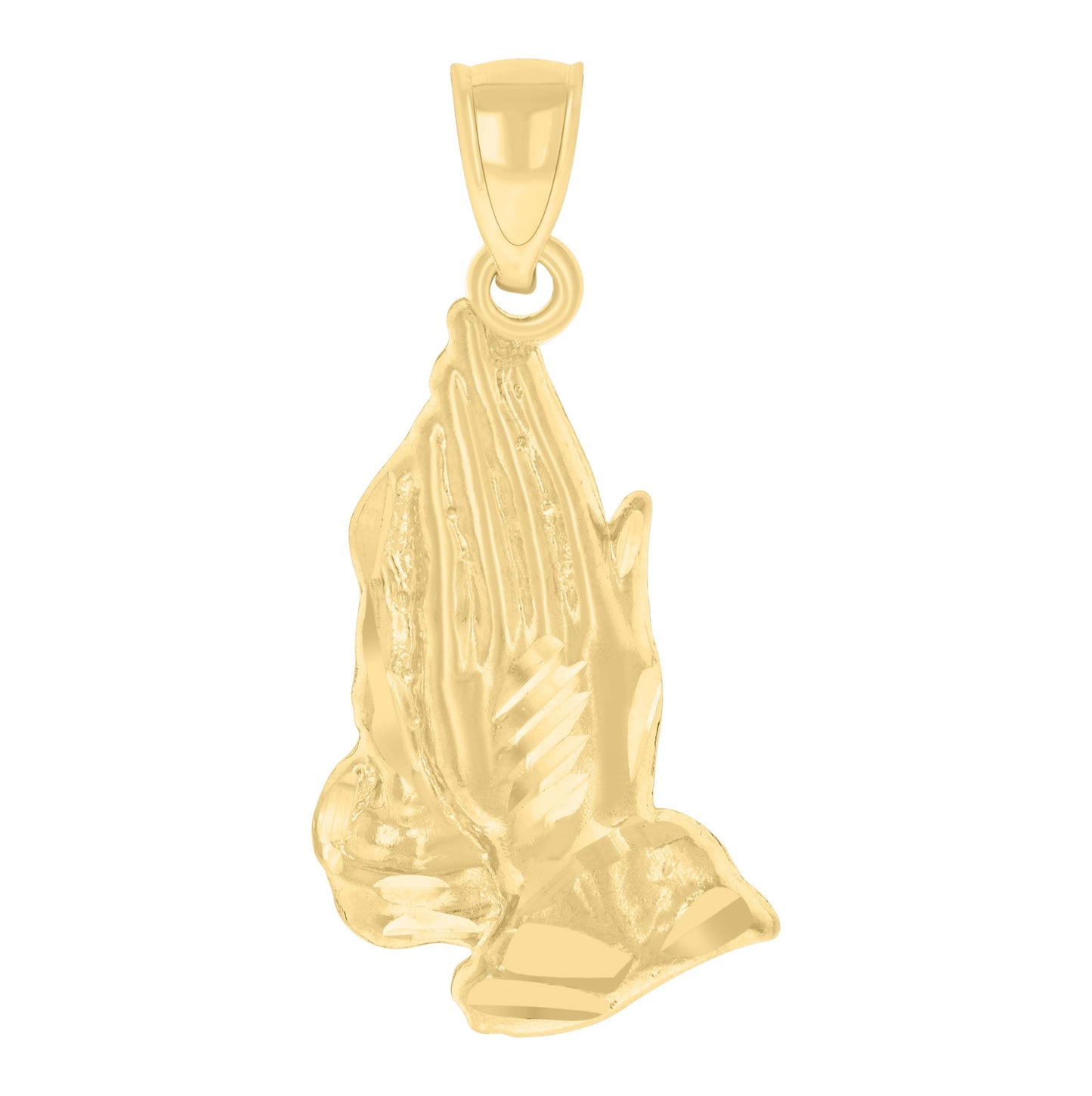 10K Yellow Gold Unisex Praying Hands Symbol Religious Charm Pendant