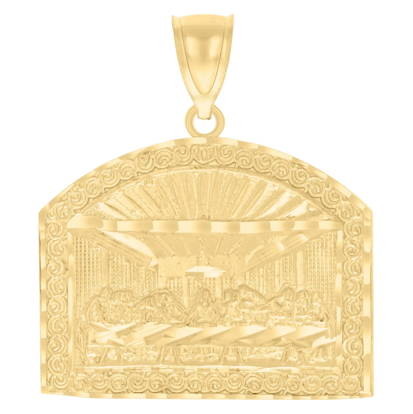 10K Yellow Gold Mens Last Supper Religious Charm Pendant