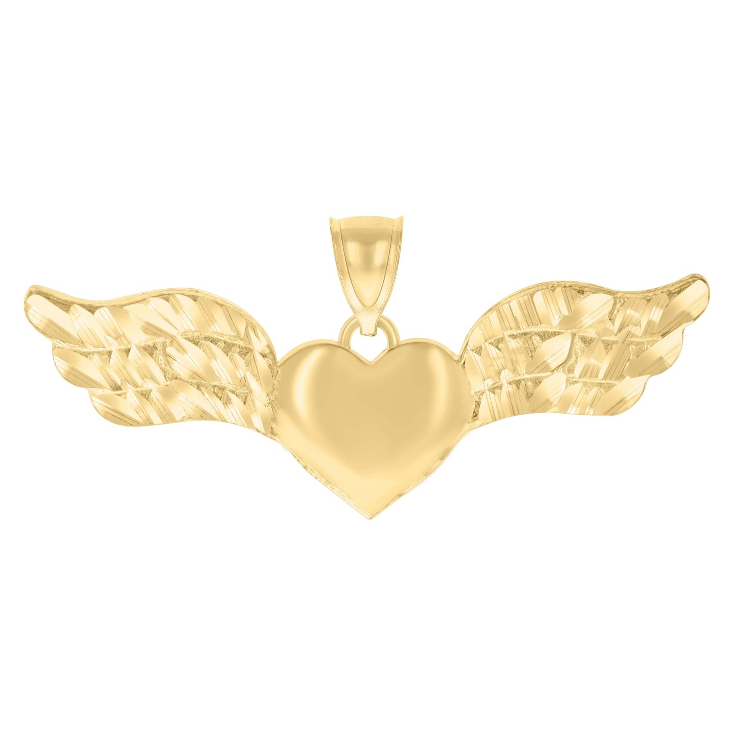 10K Yellow Gold Womens Flying Heart Charm Pendant