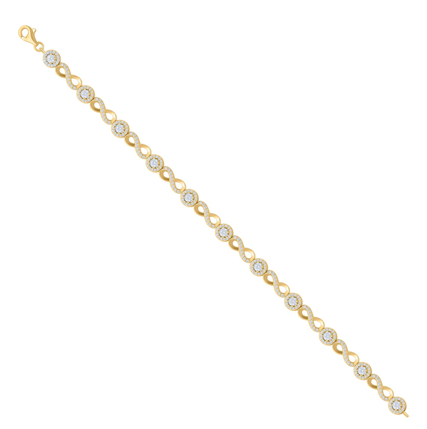 Sterling Silver Yellow-tone Womens Cubic-Zirconia Infinity Tennis Bracelet