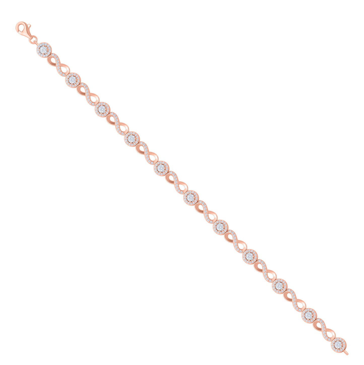 Sterling Silver Rose-tone Womens Cubic-Zirconia Infinity Tennis Bracelet