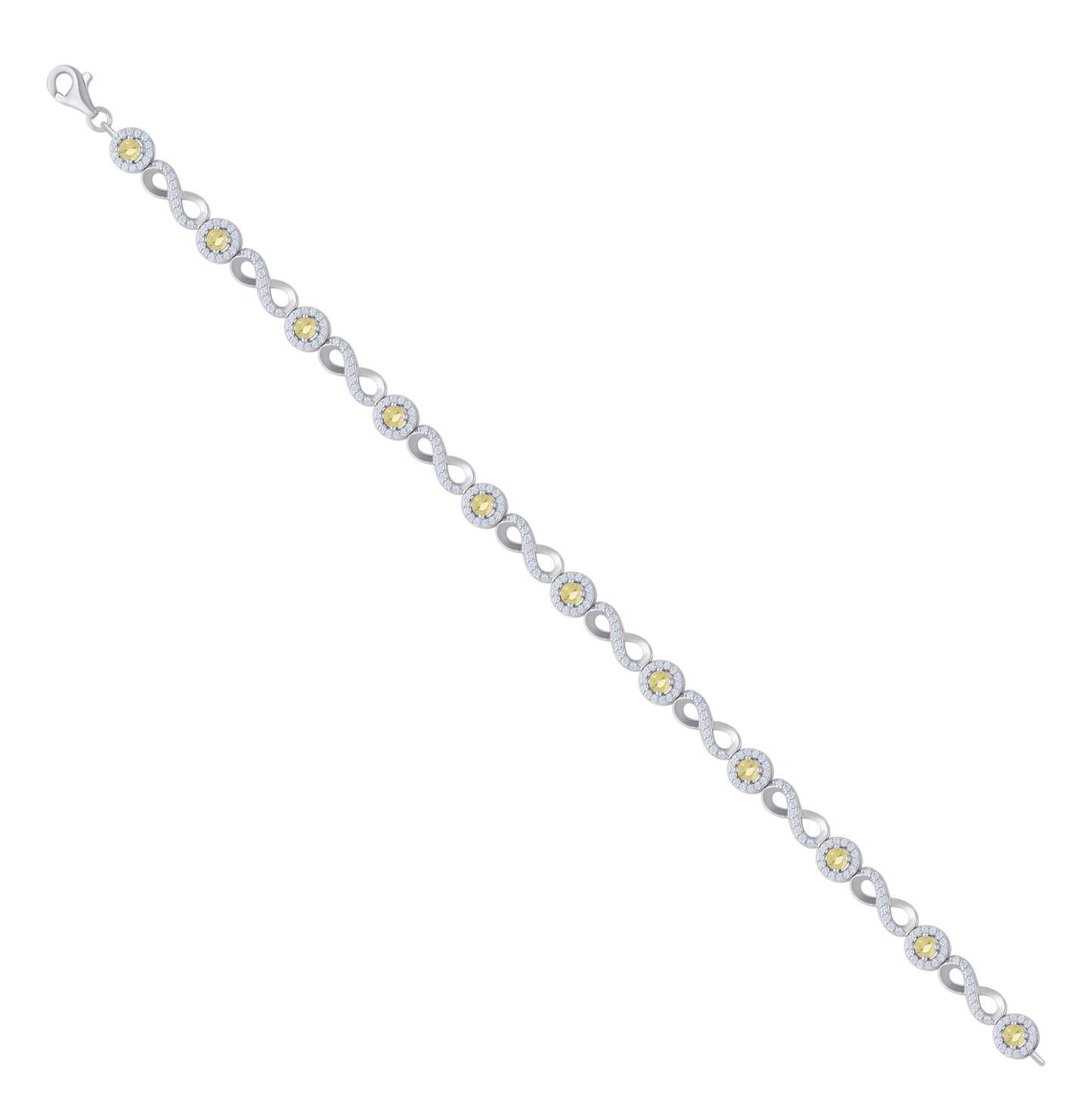 Sterling Silver Womens Yellow White Cubic-Zirconia Infinity Tennis Bracelet
