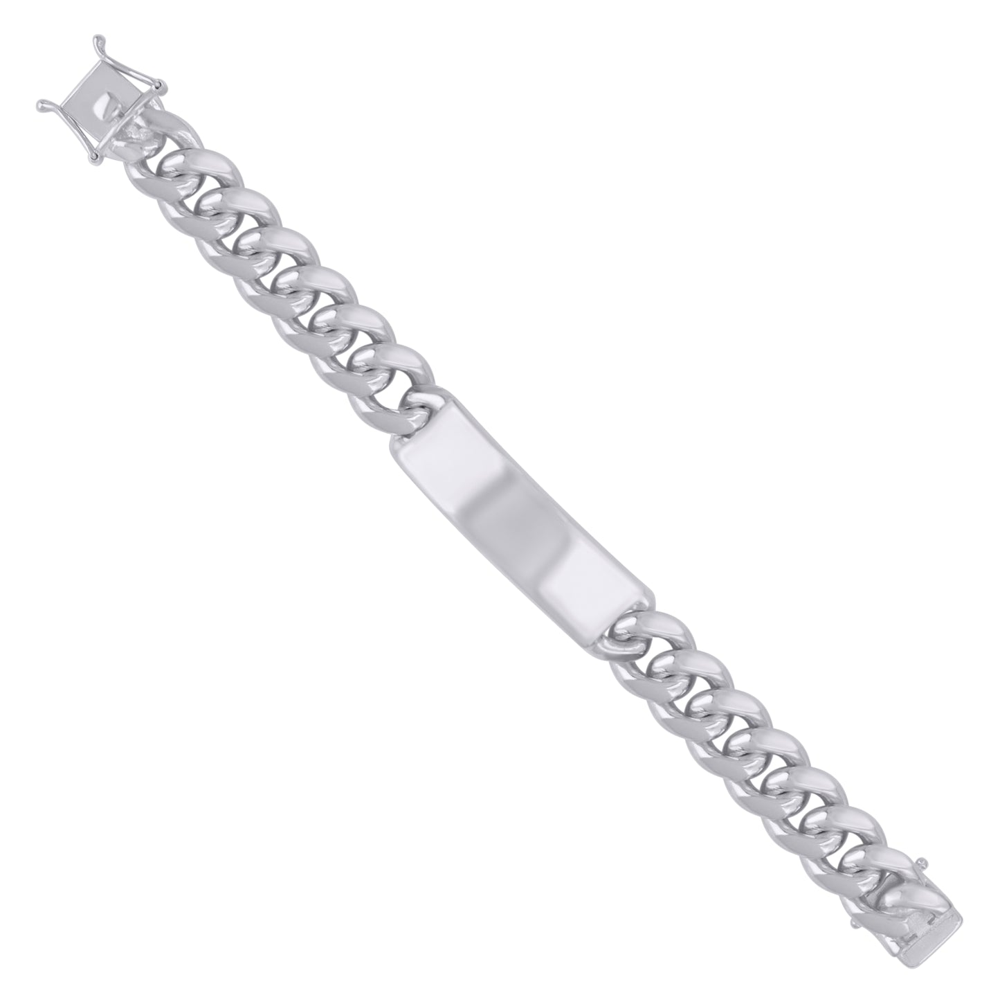 925-Sterling-Rhodium Solid Miami Cuban Id Bracelet