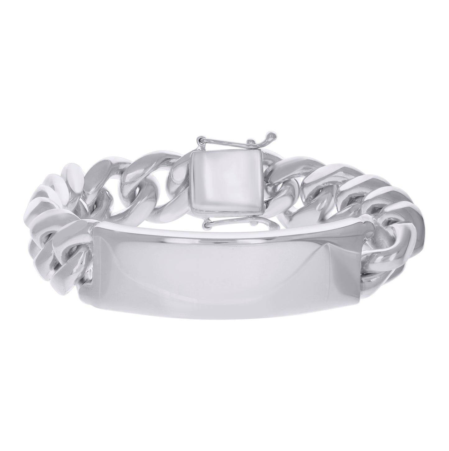 925-Sterling-Rhodium Solid Miami Cuban Id Bracelet
