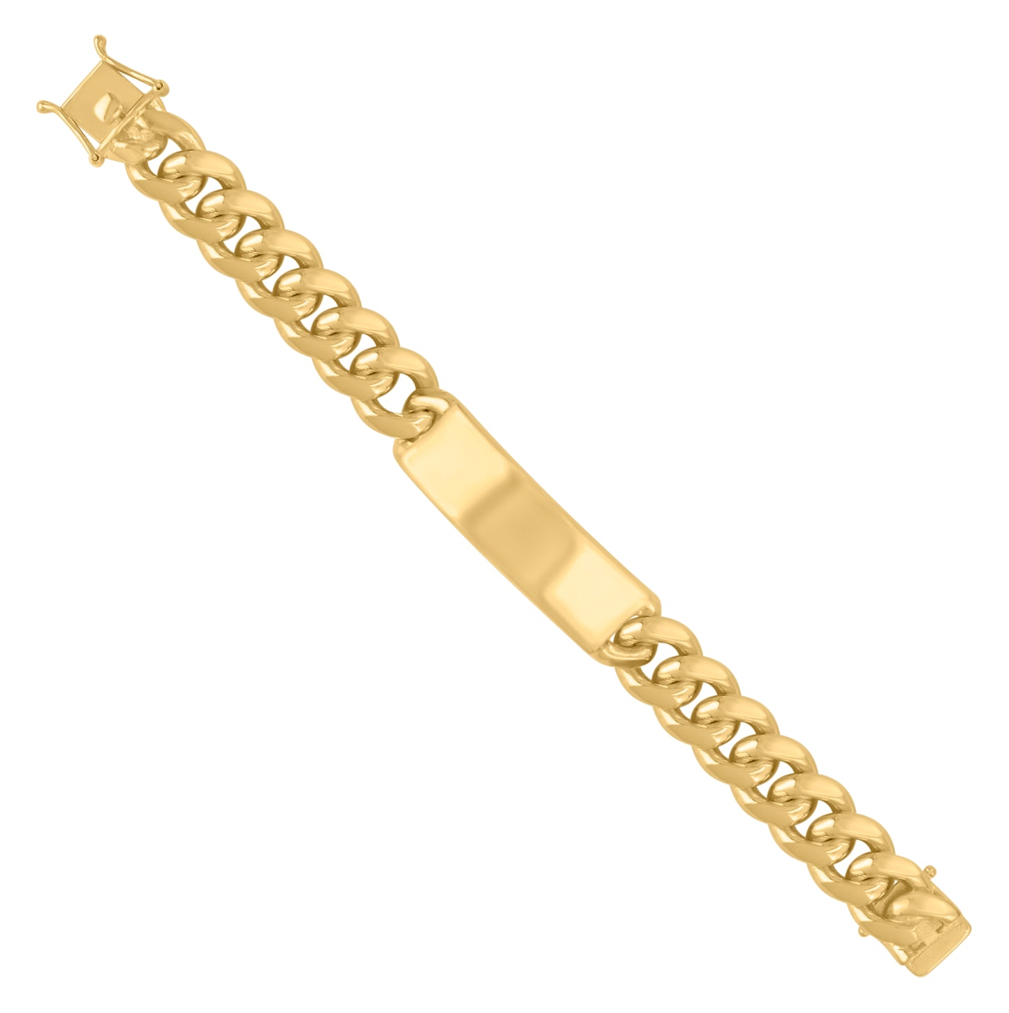 925-Sterling-Yellow Tone Solid Miami Cuban Id Bracelet