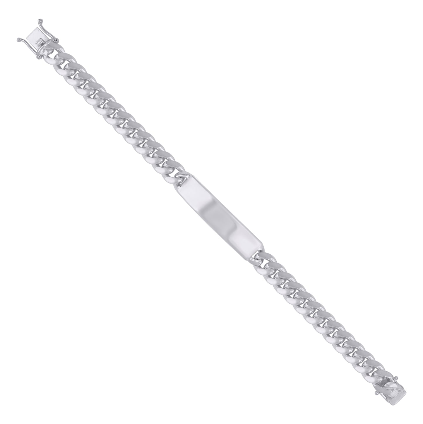 925-Sterling-Rhodium Solid Miami Cuban Id Bracelet