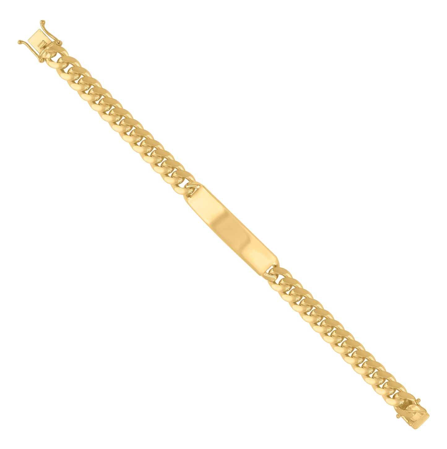925-Sterling-Yellow Tone Solid Miami Cuban Id Bracelet
