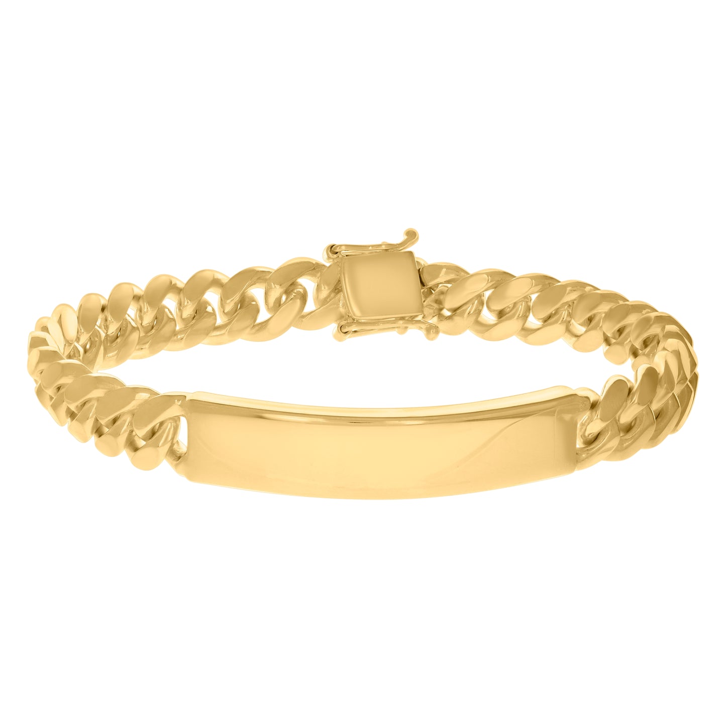 925-Sterling-Yellow Tone Solid Miami Cuban Id Bracelet
